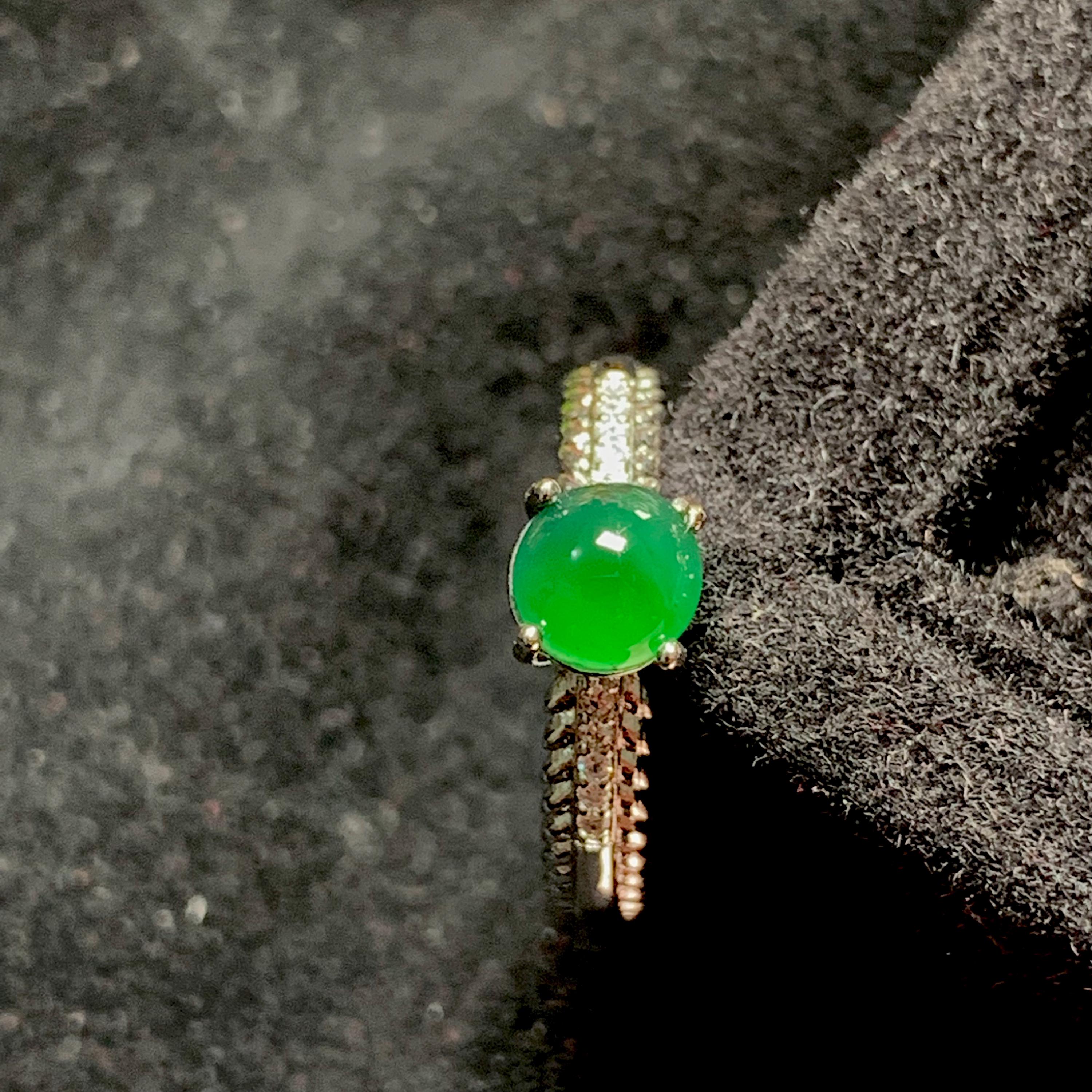 Certified A-Grade Natural Gemstone Untreated Guatemala Imperial Green Jadeite Simple Minimalist Design S925 Ring SL245X4