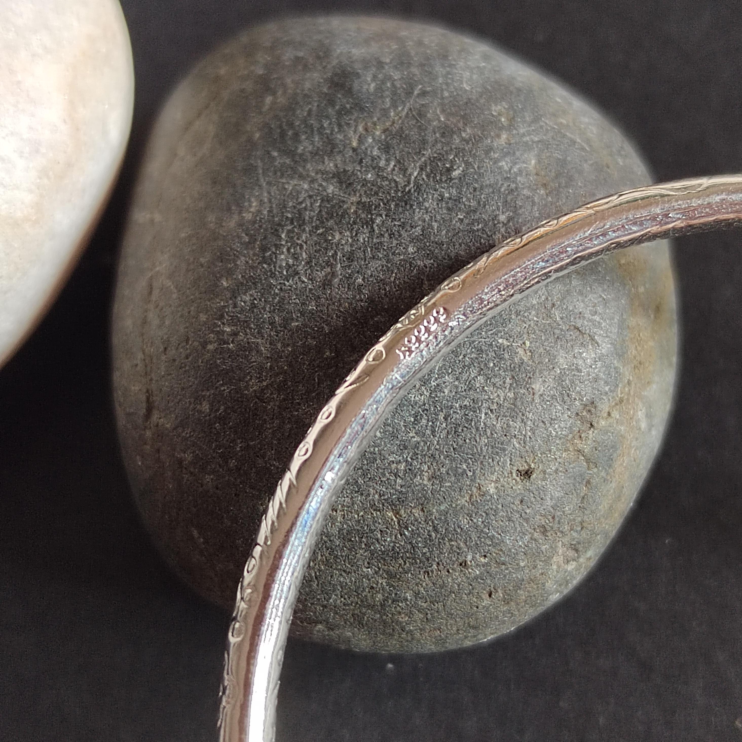 S9999 Silver Filled Vermeil Bohemian Carving Lucky Bangle Cuff, Best Gift for Her - Minimalist & Elegant Design - SL287