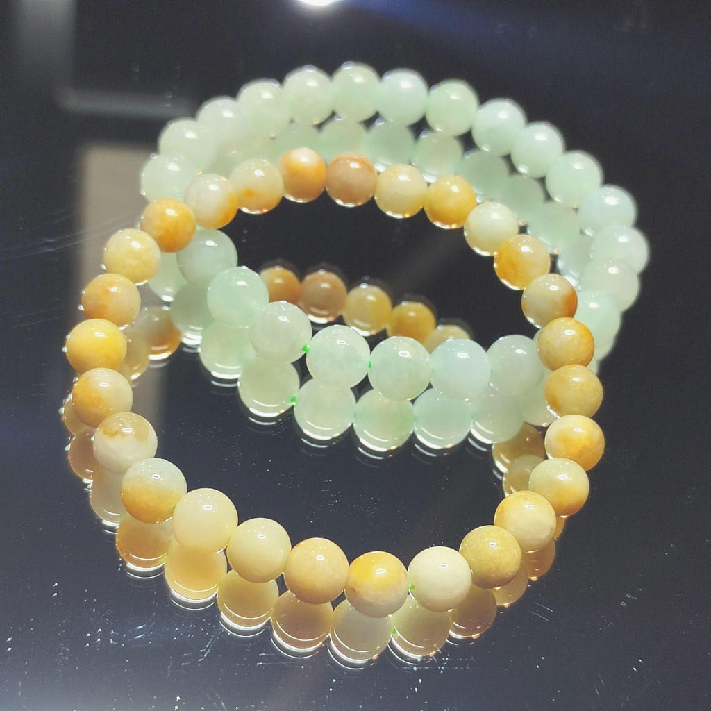 Burmese Jadeite Bracelet Set: Yellow & Icy Green, Untreated A-Grade