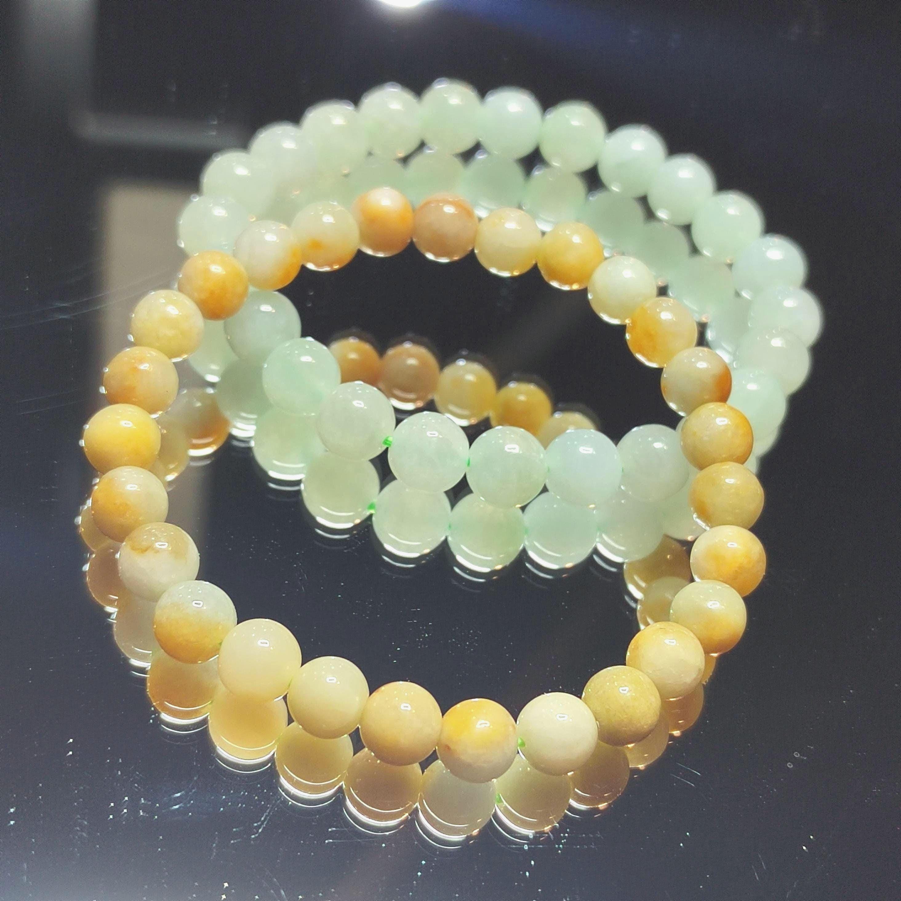 Burmese Jadeite Bracelet Set: Yellow & Icy Green, Untreated A-Grade