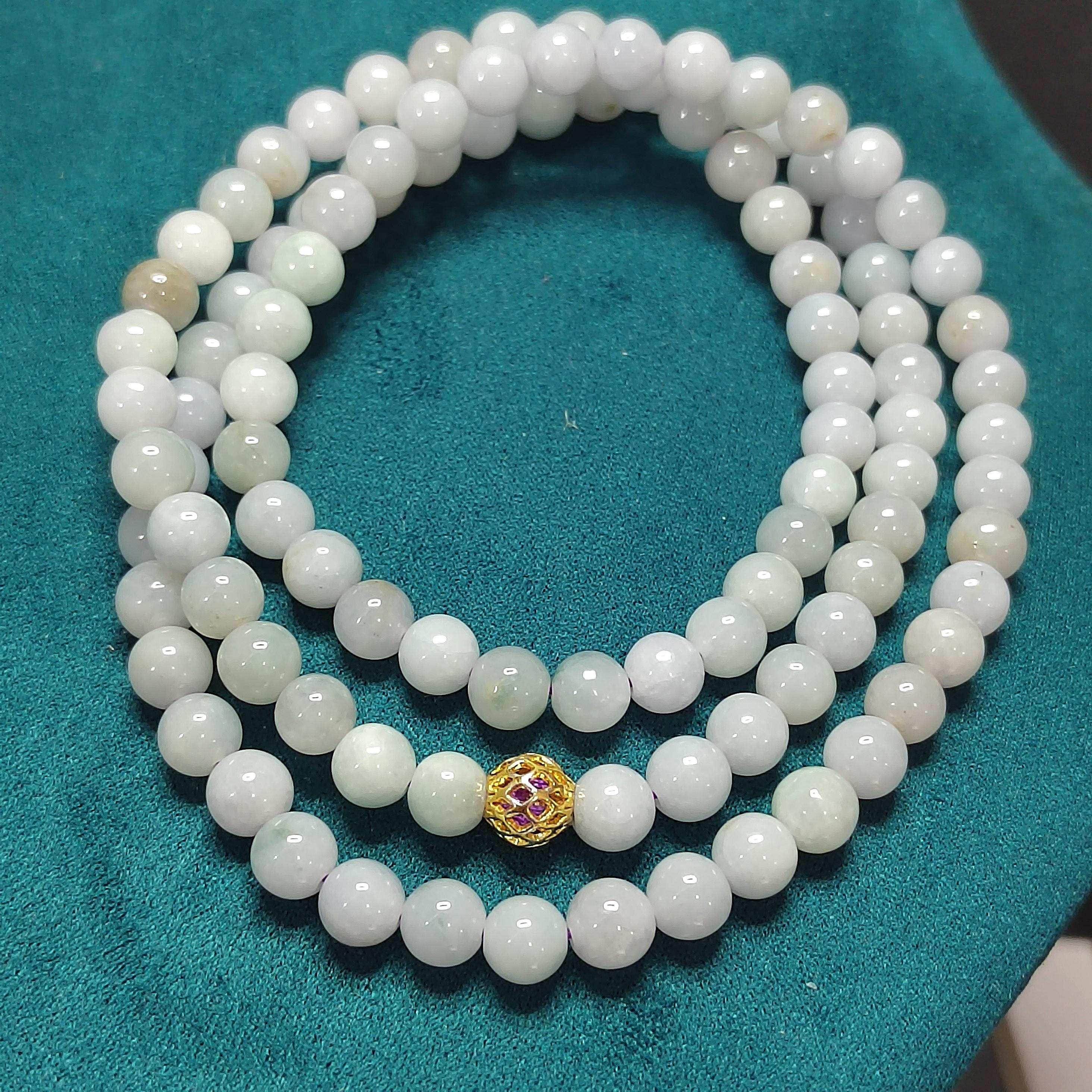 Certified Elegant A-Grade Natural Untreated Burmese Purple Icy Jadeite Bead Bracelet - Minimalist Design SL336 - SL Precious