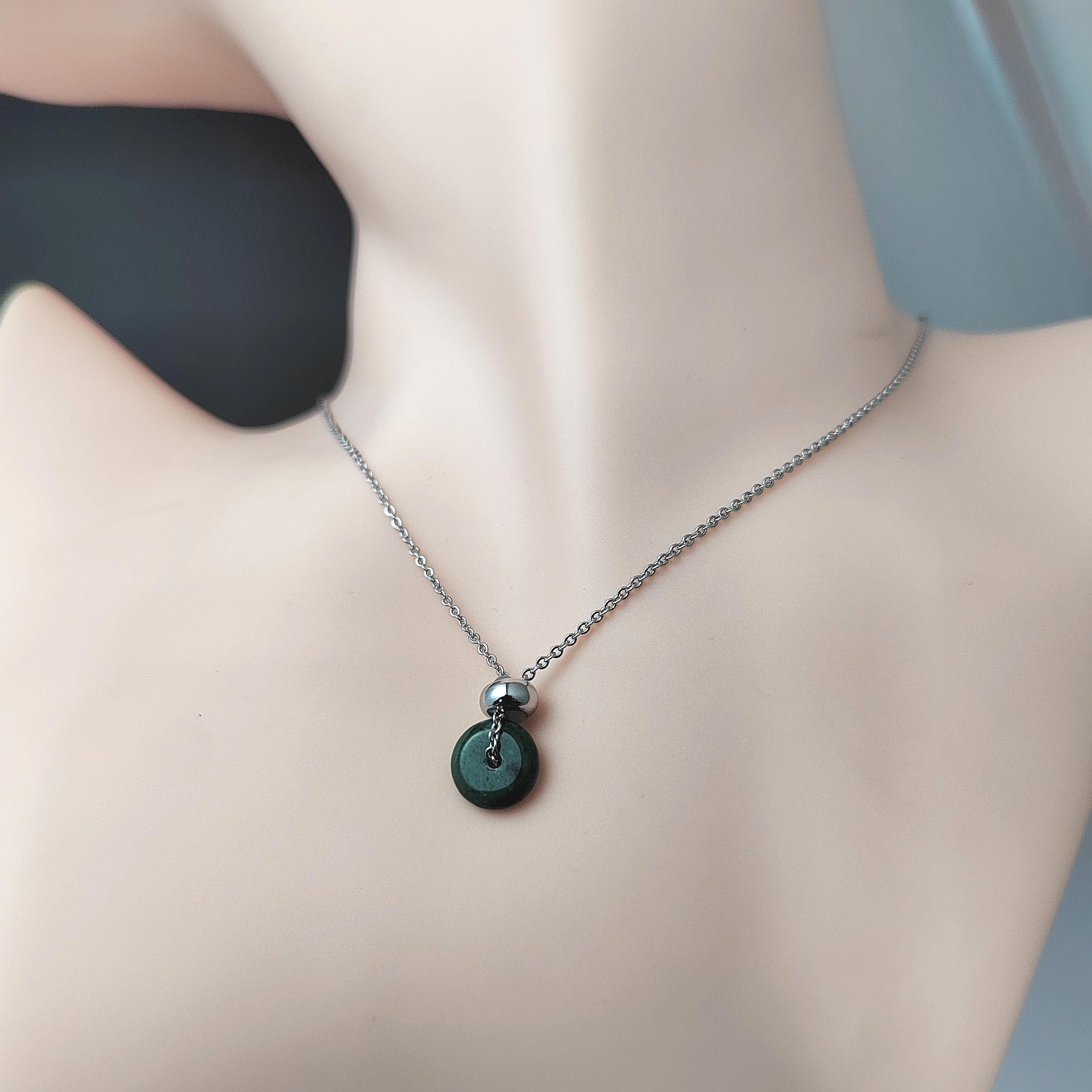 Adjustable Burmese Minimalist Natural Untreated Donut Jadeite Pendant Necklace 4 Options SL217A SL217B SL217C SL217D