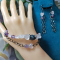 Handmade Trendy Design Rose Pink Quartz, Auralite 23 Amethyst and Wuji Jadeite Bracelet & Earring Set SL015 - SL Precious