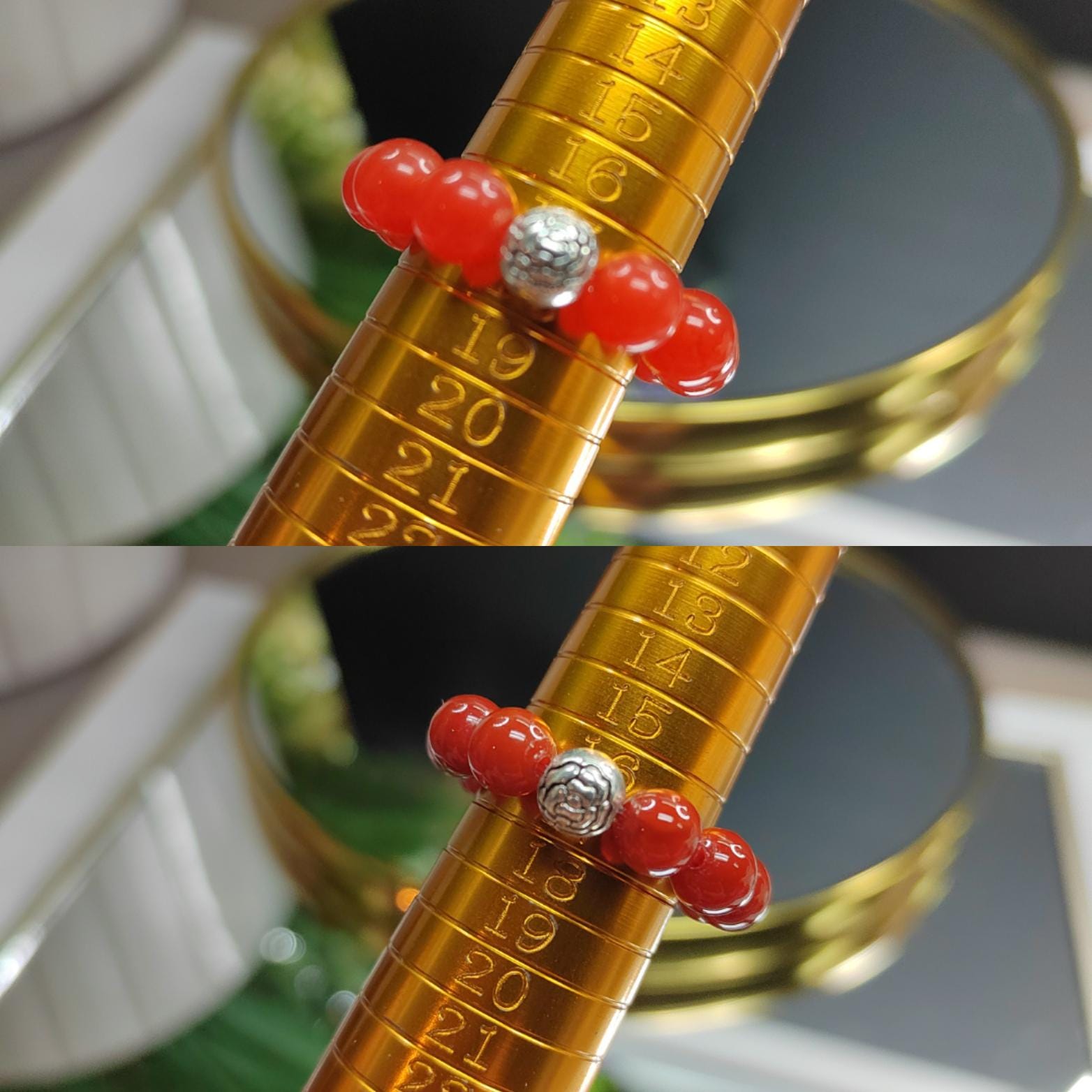 Handmade Natural Southern Yunna Baoshan| Sichuan Liangshan Oxblood Nanhong Agate| S999 Silver Filled Vermeil  Bracelet|Ring 3pcs Set SL346C