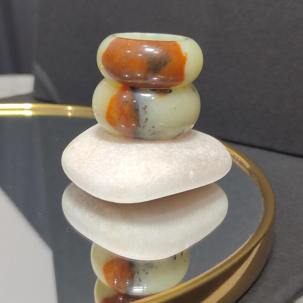 Natural China Xiuyu Jade Thumb Ring | Round Cut Oil Painting Design | Yellow Brown | Two Designs SL302 SL303 SL Precious