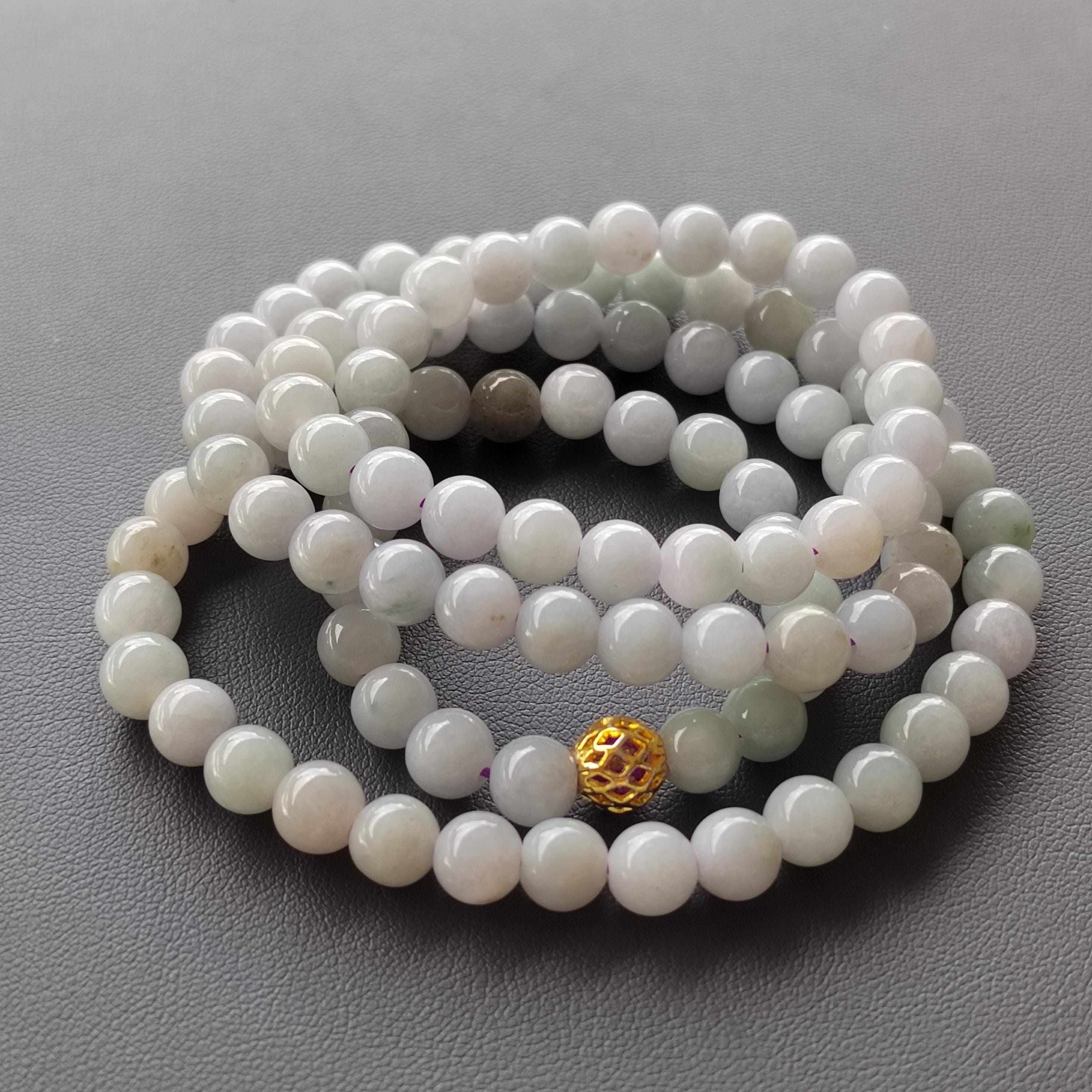 Certified Elegant A-Grade Natural Untreated Burmese Purple Icy Jadeite Bead Bracelet - Minimalist Design SL336 - SL Precious