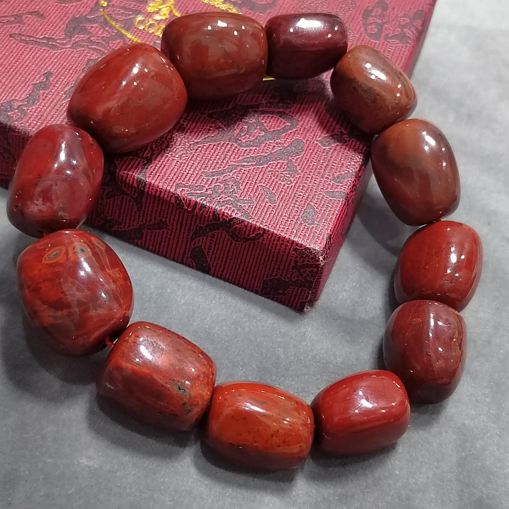 Certified A-Grade Natural Southern Sichuan Liangshan Waxi Ox Blood| Natural Raw Skin| 14-18mm Uneven Beads Bracelet SL380