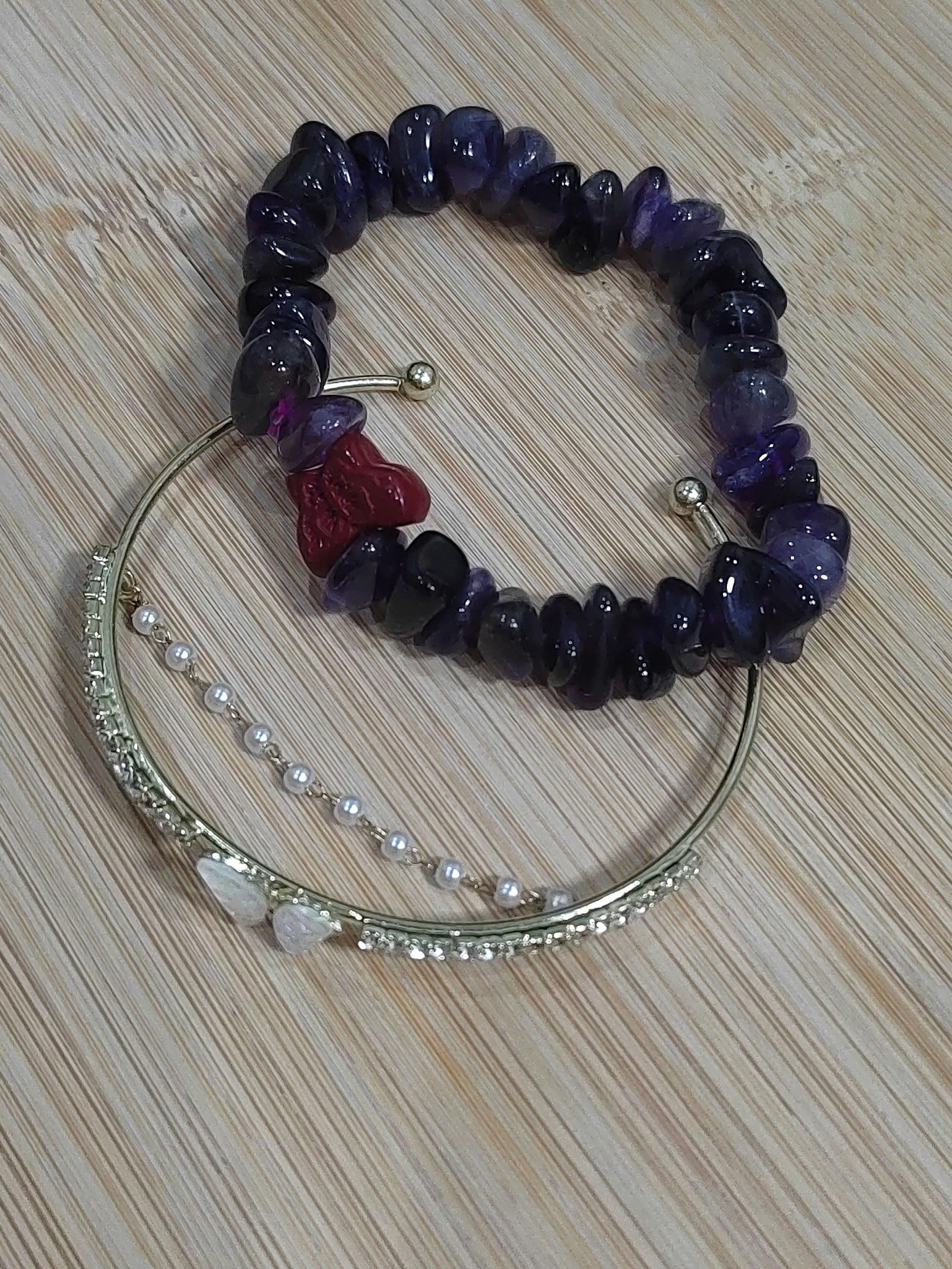 Natural Purple Amethyst Quartz Butterfly Cinnabar Layer Bead Bracelet Mix & Match SL167 - SL Precious