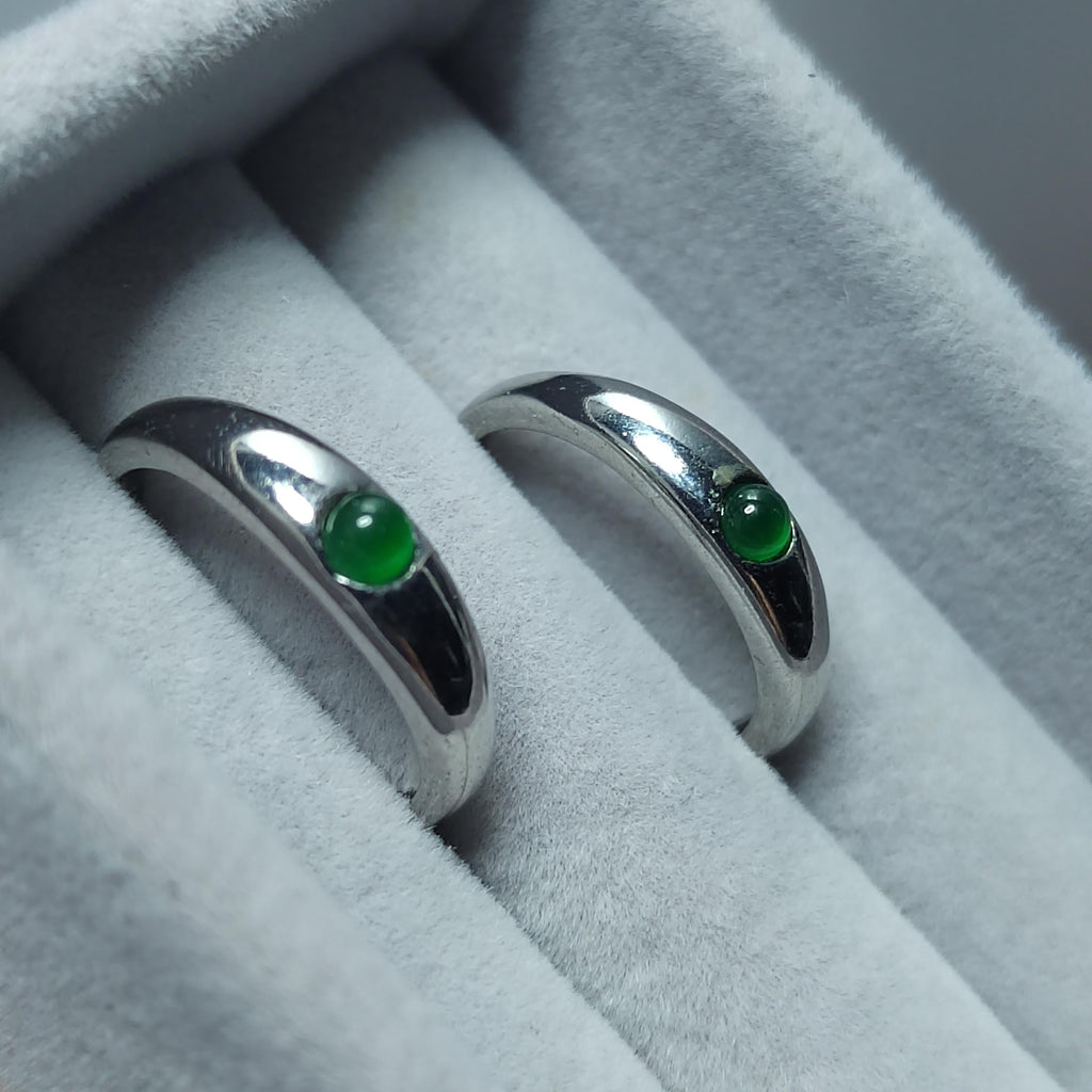 Certified A-Grade Natural Untreated Guatemala Imperial Green Minimalist Round Jadeite S925 Sterling Silver Ring SL246X5 - SL Precious