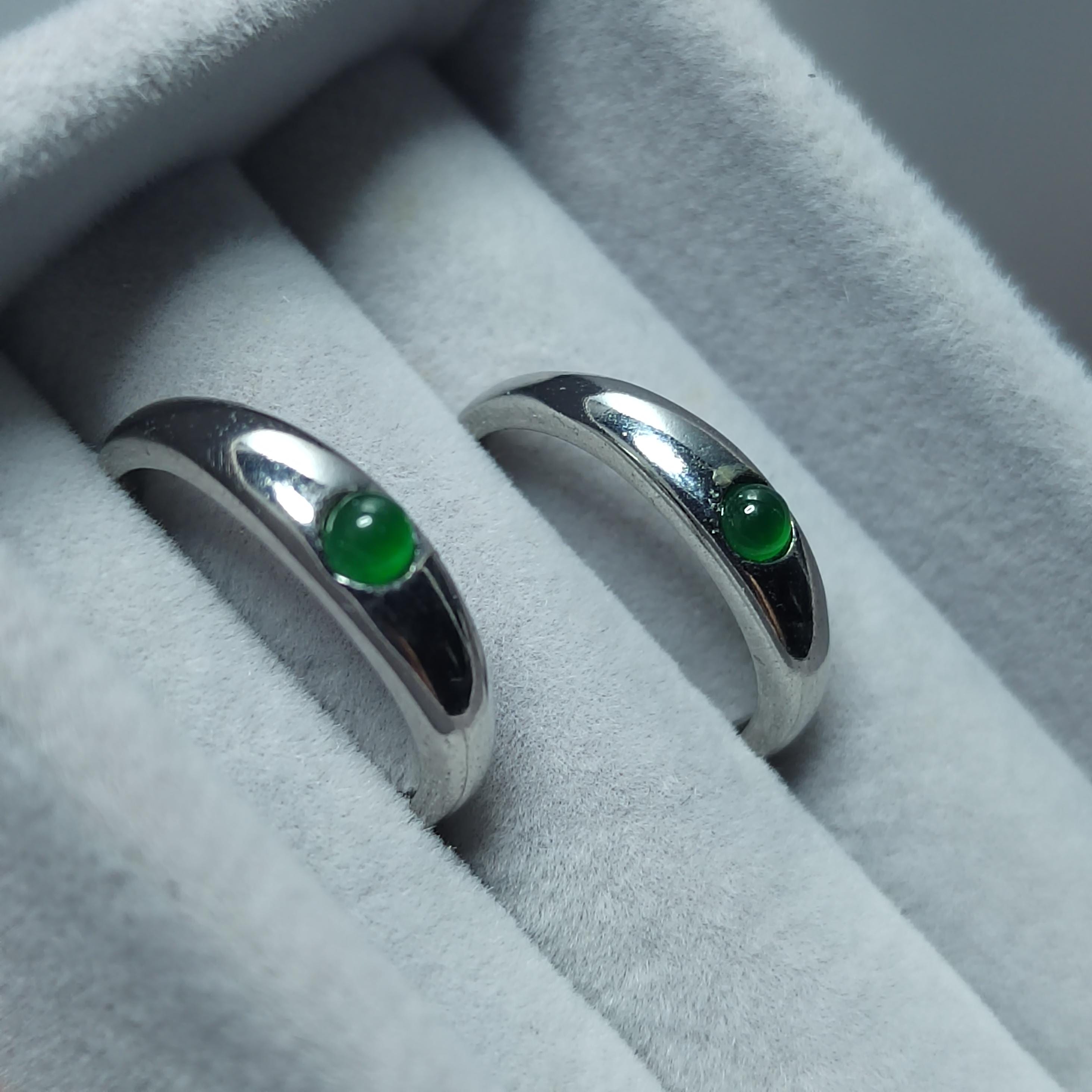 Certified A-Grade Natural Untreated Guatemala Imperial Green Minimalist Round Jadeite S925 Sterling Silver Ring SL246X5 - SL Precious