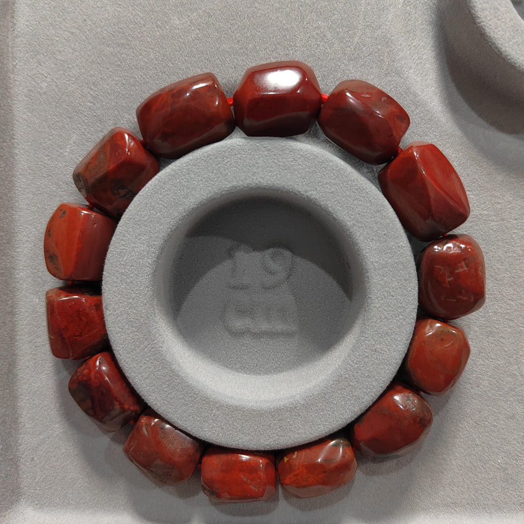 Certified Liangshan Nanhong Agate Bracelet: Flame Pattern, Iron Skin, Untreated SL382