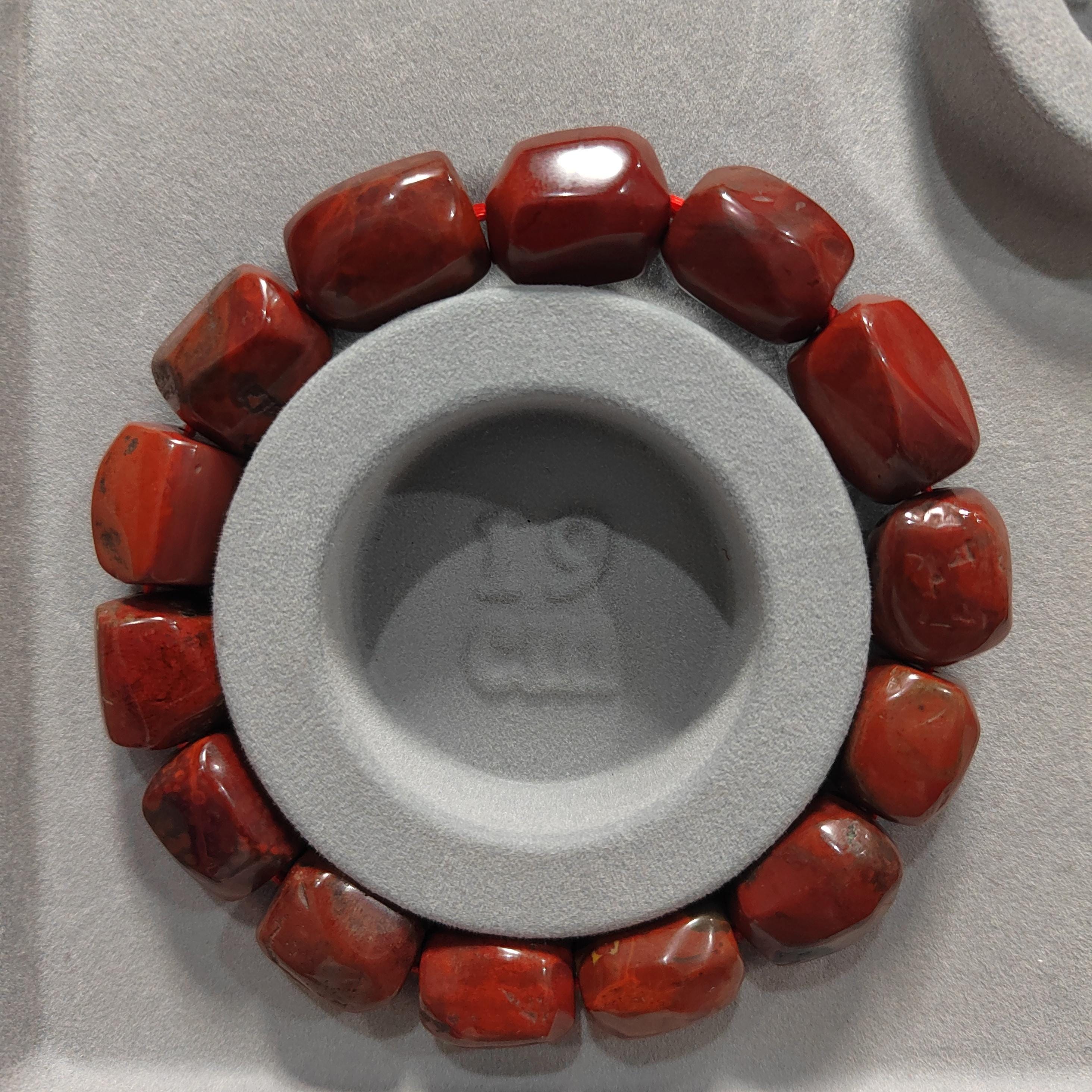 Certified Liangshan Nanhong Agate Bracelet: Flame Pattern, Iron Skin, Untreated SL382