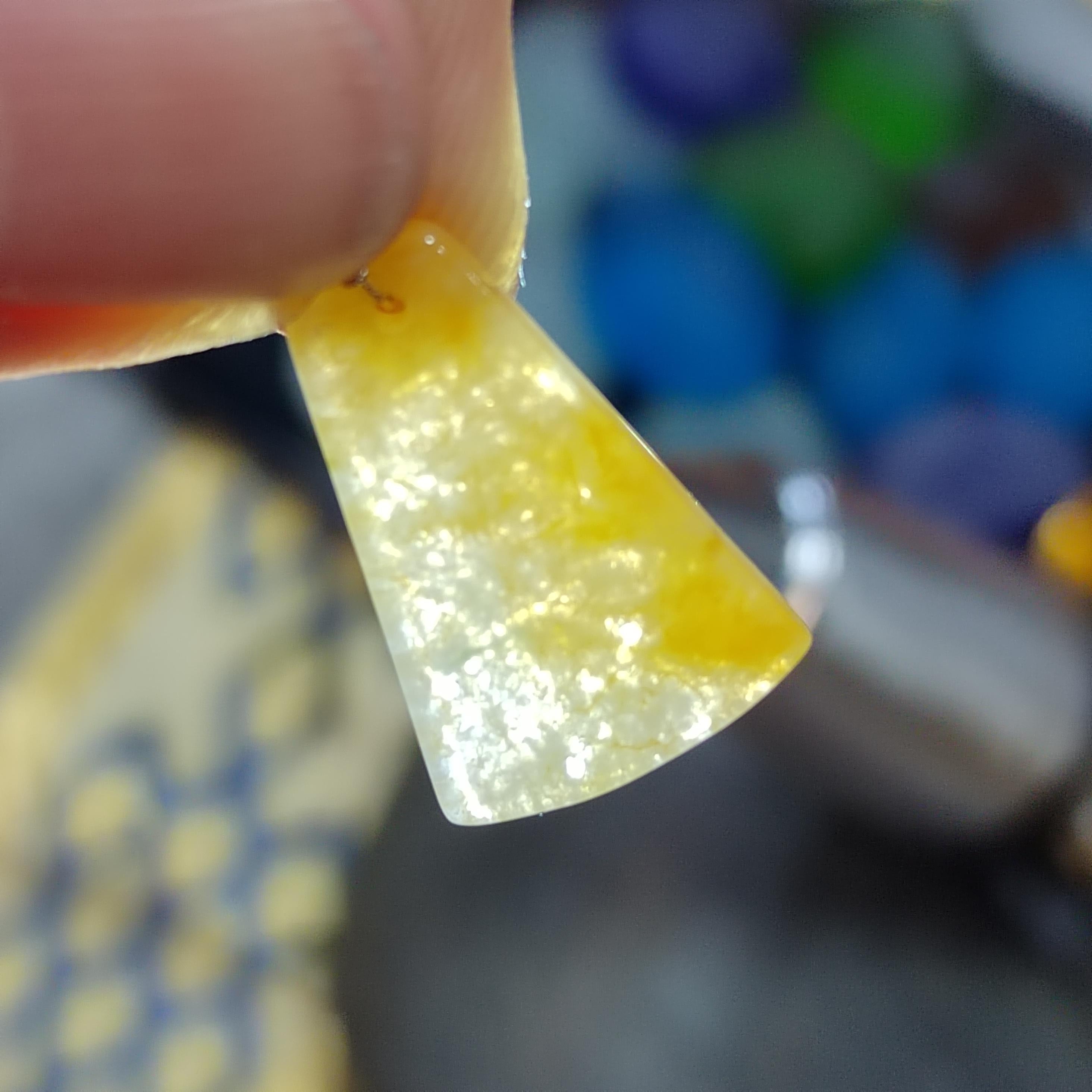 Certified Natural Untreated Burmese Yellow Icy Oil Painting View Jadeite Pendant in 18k Solid Gold - Elegant Minimalist Design SL024 - SL Precious