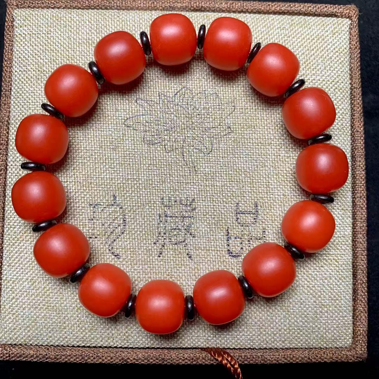 Certified A-Grade Natural Southern Baoshan Yunna Nanhong Red Agate Barrel Beads Bracelet SL267X26 中国云南保山南红玛瑙手串-冰红，满肉，透光