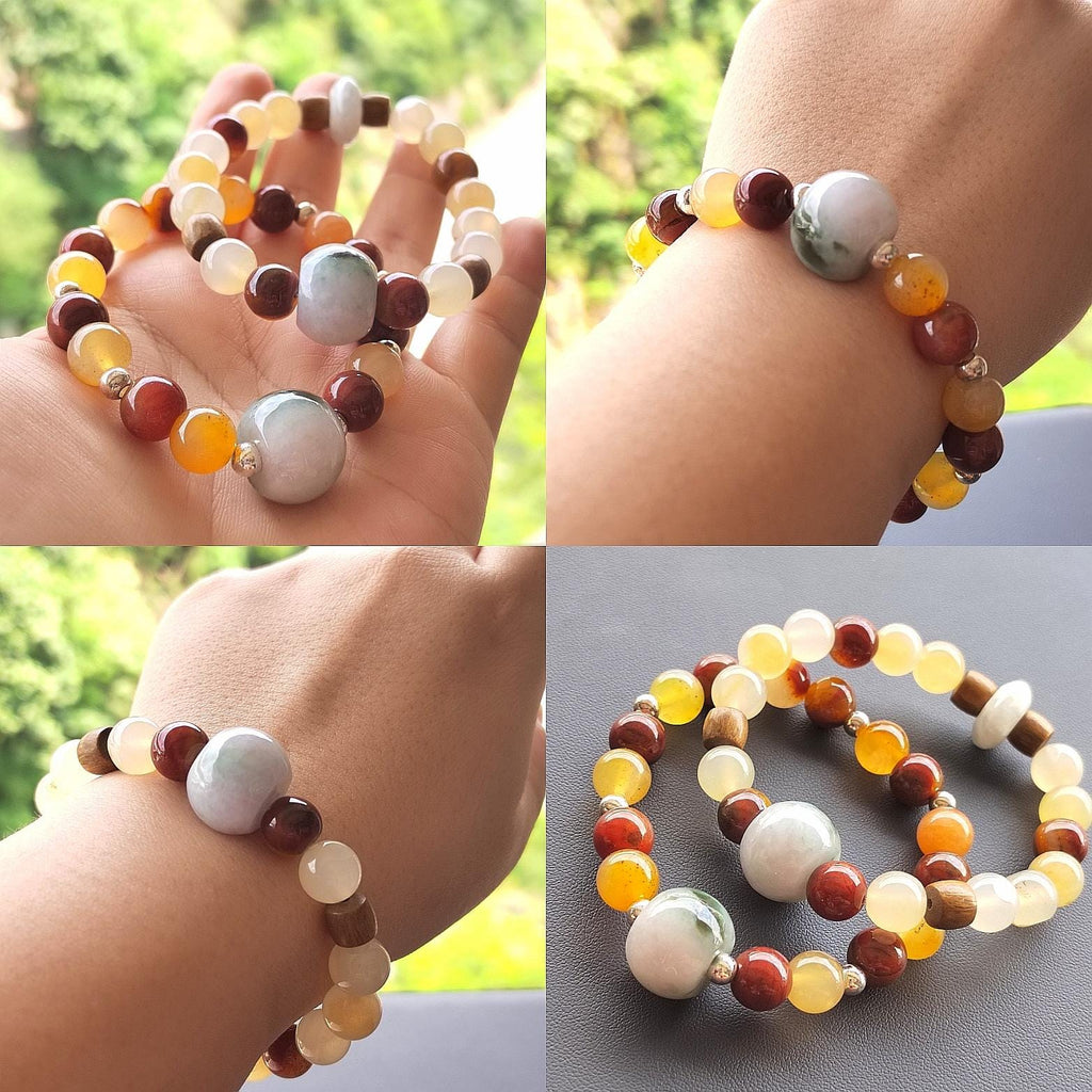 Handmade Natural Untreated HuangLong Jade| Burmese Jadeite| S999 Silver Bead Bracelet SL345B SL345W - SL Precious