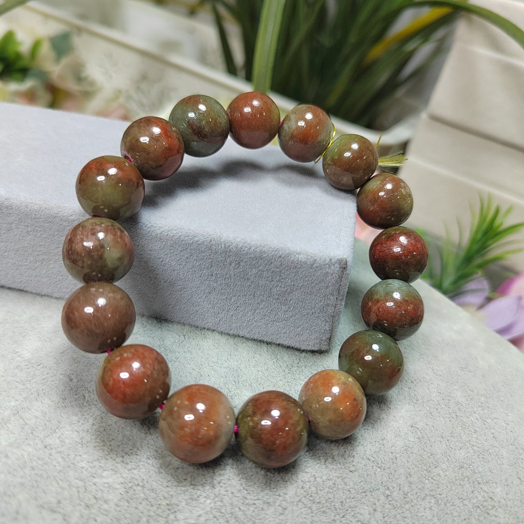 Natural Untreated Beautiful Mix Colors Burmese Rare Red Green Jadeite 16pcs Beads Bracelet SL102 - SL Precious