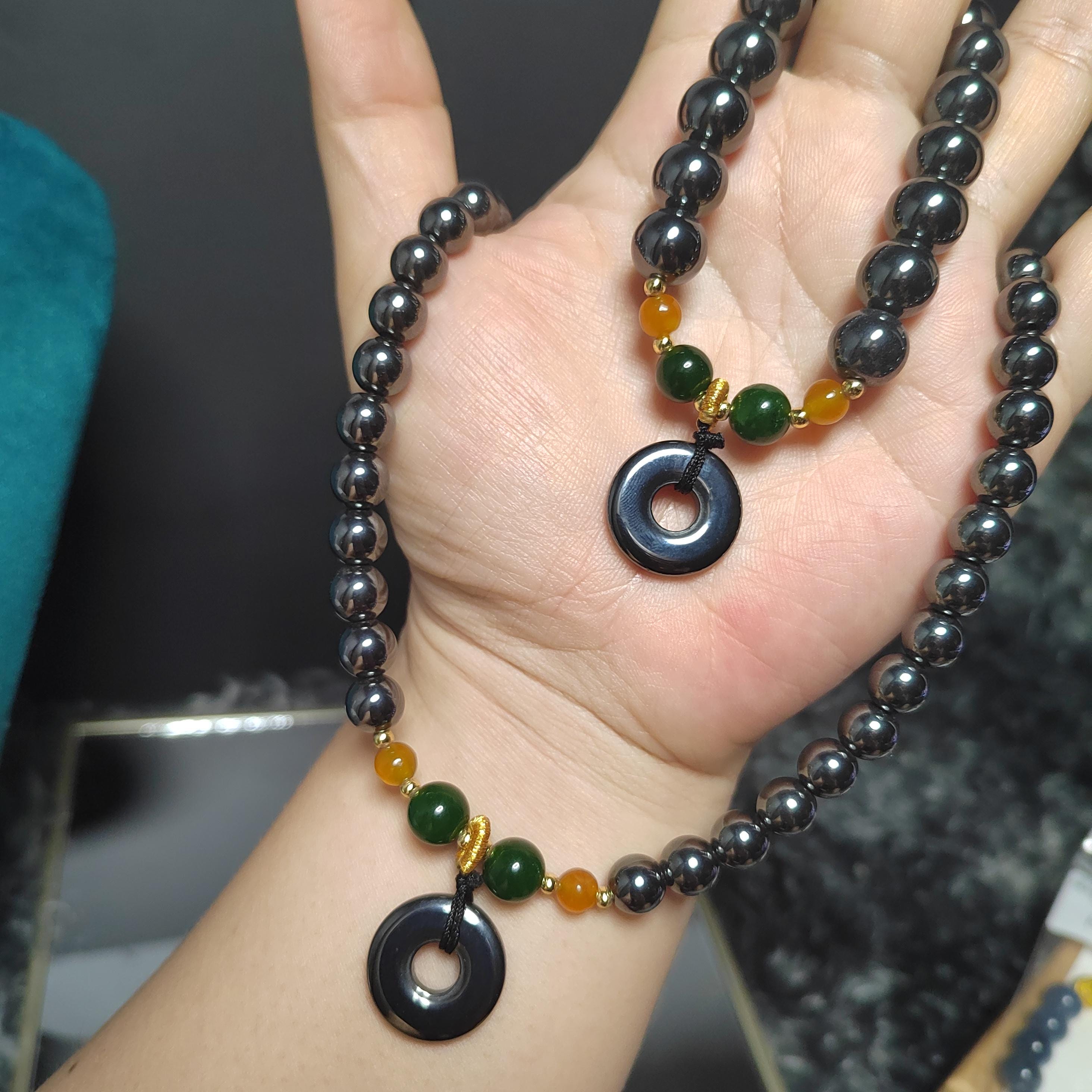 3pcs Set Terahertz Earrings, Bracelets & Necklaces Bead | Natural Handmade SL295