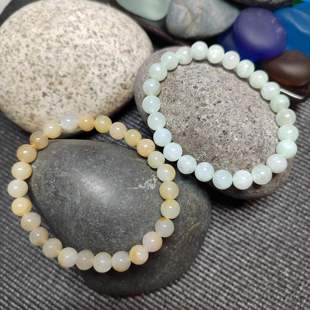 Certified Burmese Jadeite Bracelet Set: Yellow & Icy White Green A-Grade Jade SL425 - SL Precious
