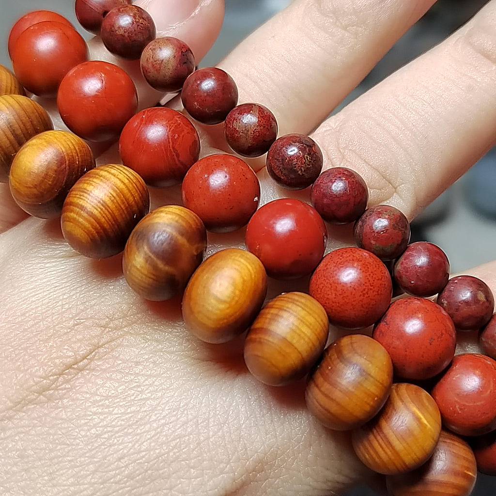 3pcs Set Aromatic Wood Bracelets with Wujia South Red Agate Accent |Ya Bai Thuja| Carved Cypress| Natural Aroma| Panwan Ready SL415