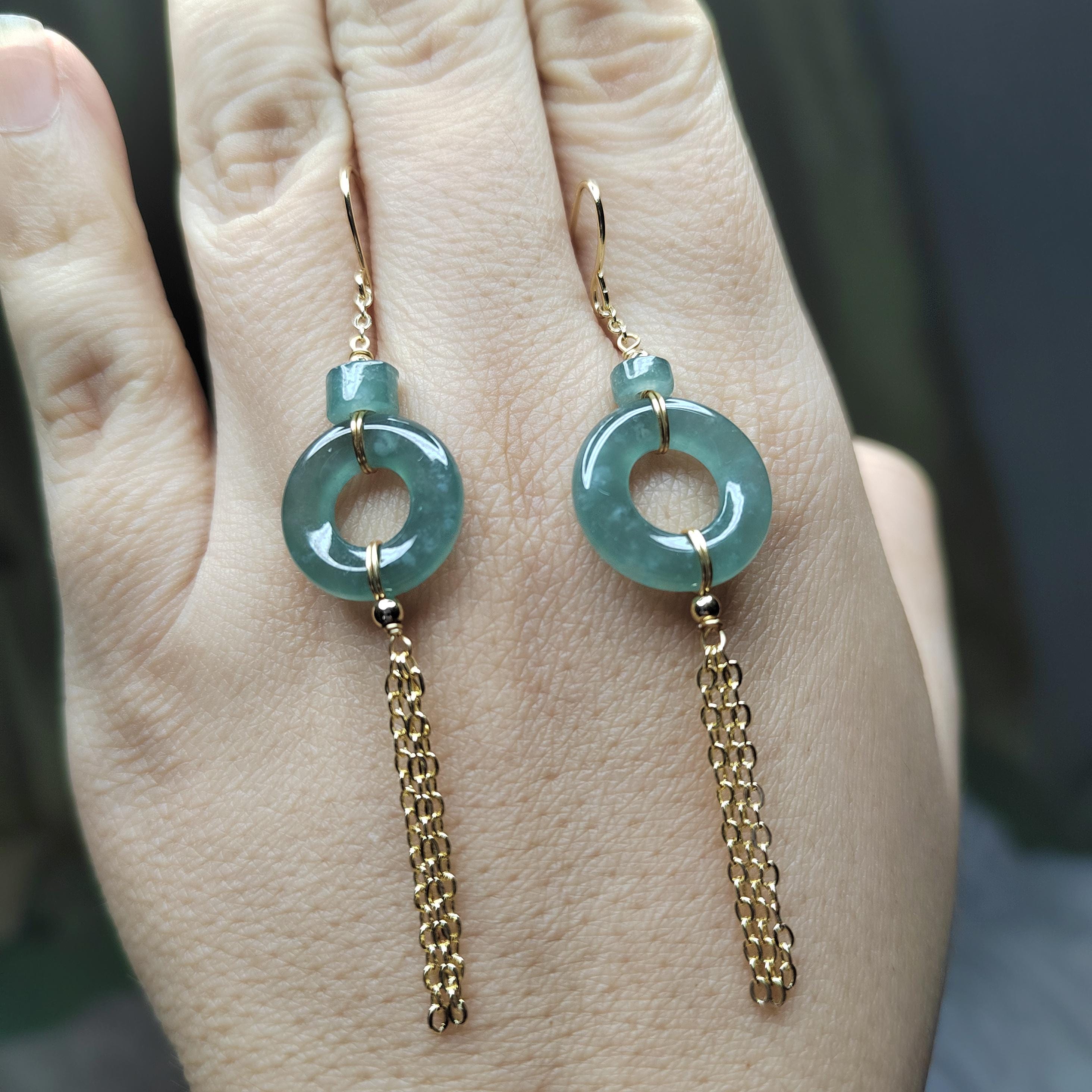 Certified Guatemala Icy Jadeite 2pcs Set | 14K Gold Filled | Minimalist Earrings & Bracelet | Elegant Pi Disc 平安扣 SL117