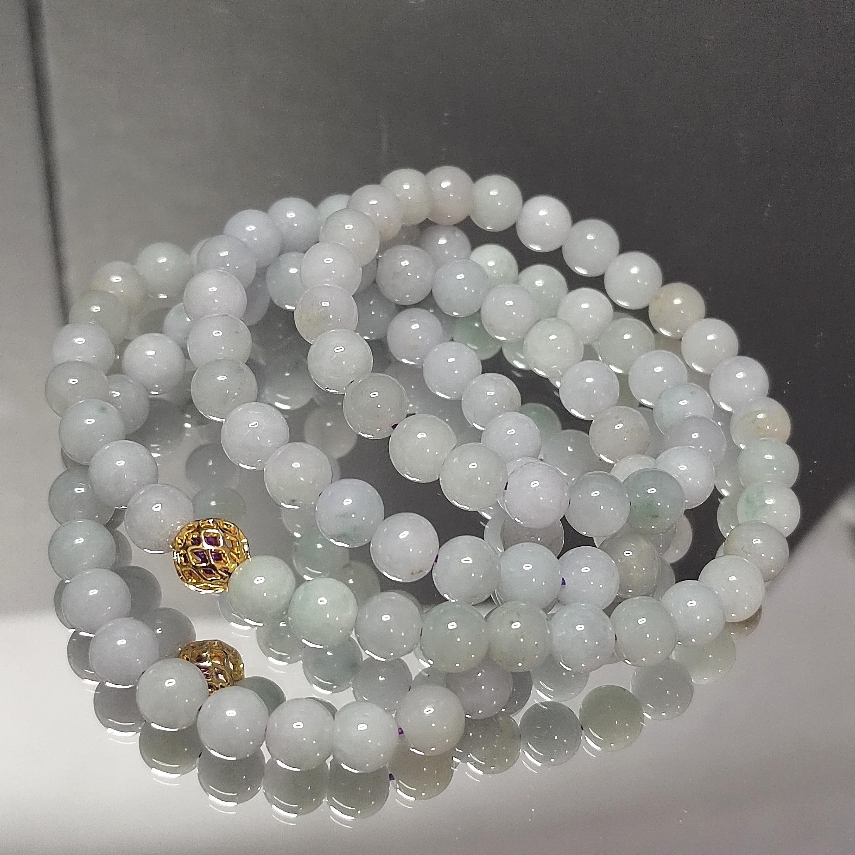 Certified Elegant A-Grade Natural Untreated Burmese Purple Icy Jadeite Bead Bracelet - Minimalist Design SL336 - SL Precious