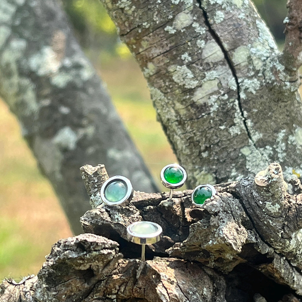 Certified A-Grade Natural Guatemala Imperial Green| Icy Blue Minimalist Round Jadeite S925 Silver Earring SL258X17Green SL258X18 Blue - SL Precious