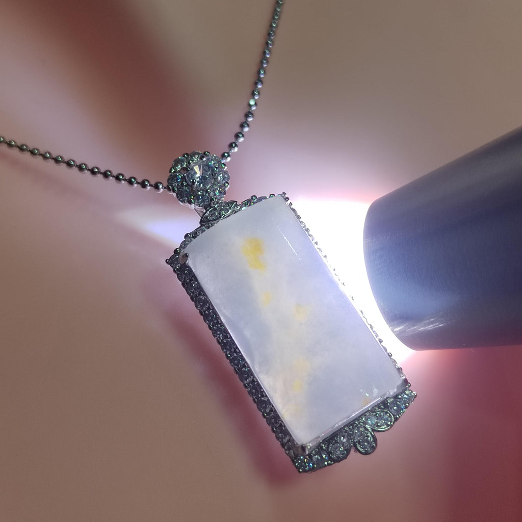 Certified A-Grade Natural Untreated Burmese Cylinder Icy White Yellow Thick Unique Design/Stone Jadeite S925 Silver Pendant SL196 - SL Precious