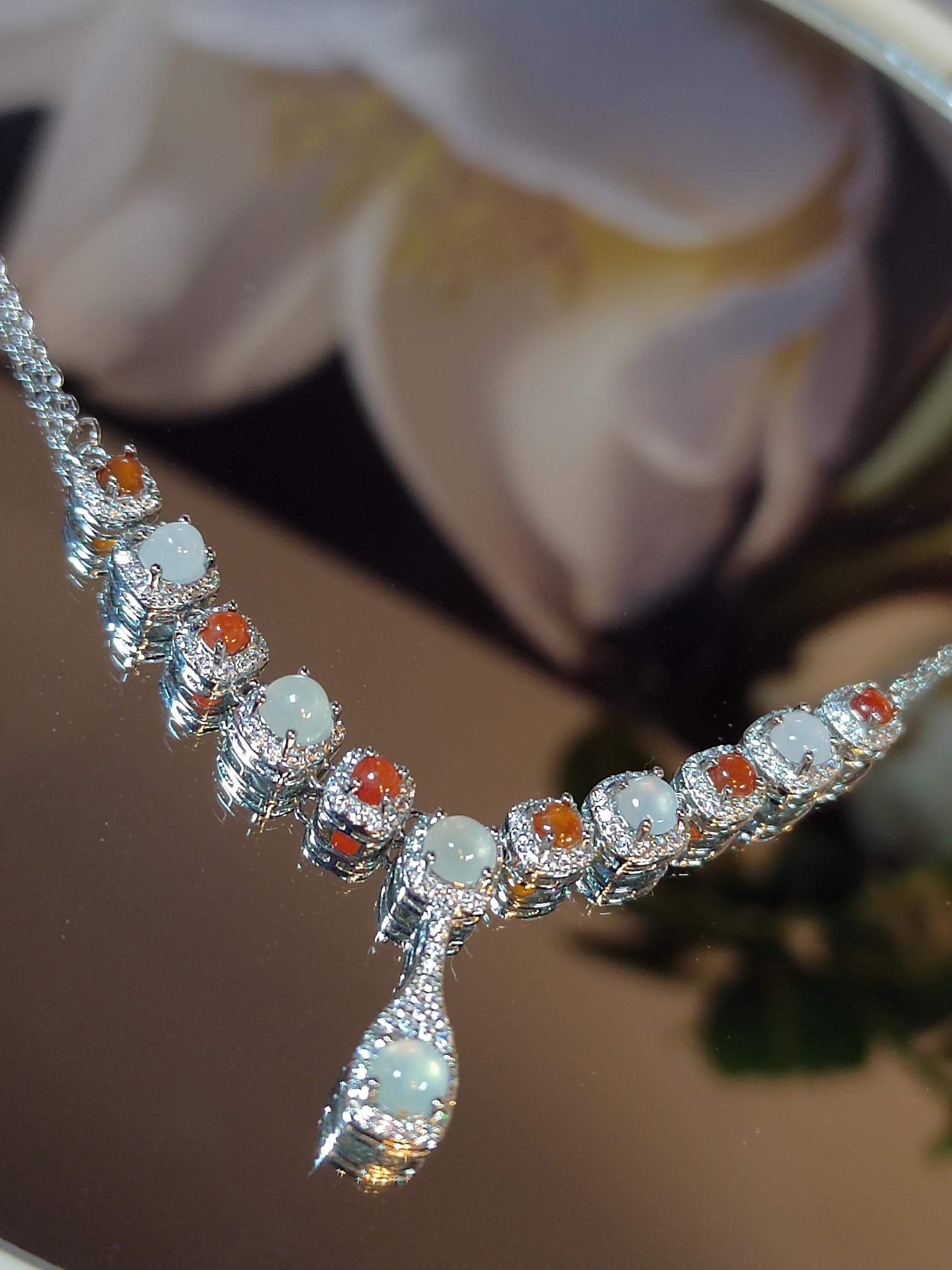 Women 3 pcs Set Necklaces, Bracelets, Ring  Elegant Burmese A Grade Red/white Icy Natural Jadeite Zirconia Stone S925 Silver For Her SL131 - SL Precious