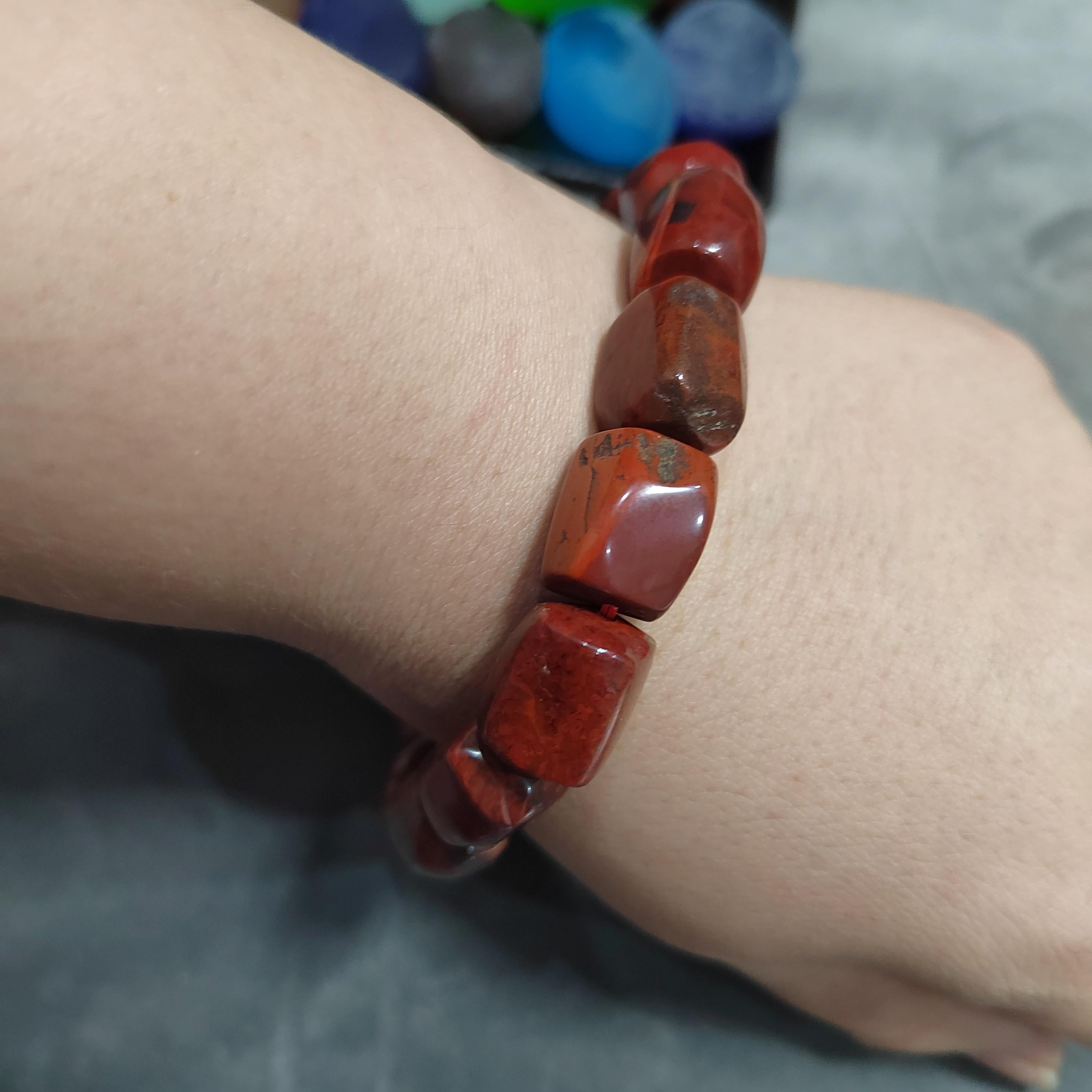 Certified Liangshan Nanhong Agate Bracelet: Flame Pattern, Iron Skin, Untreated SL382