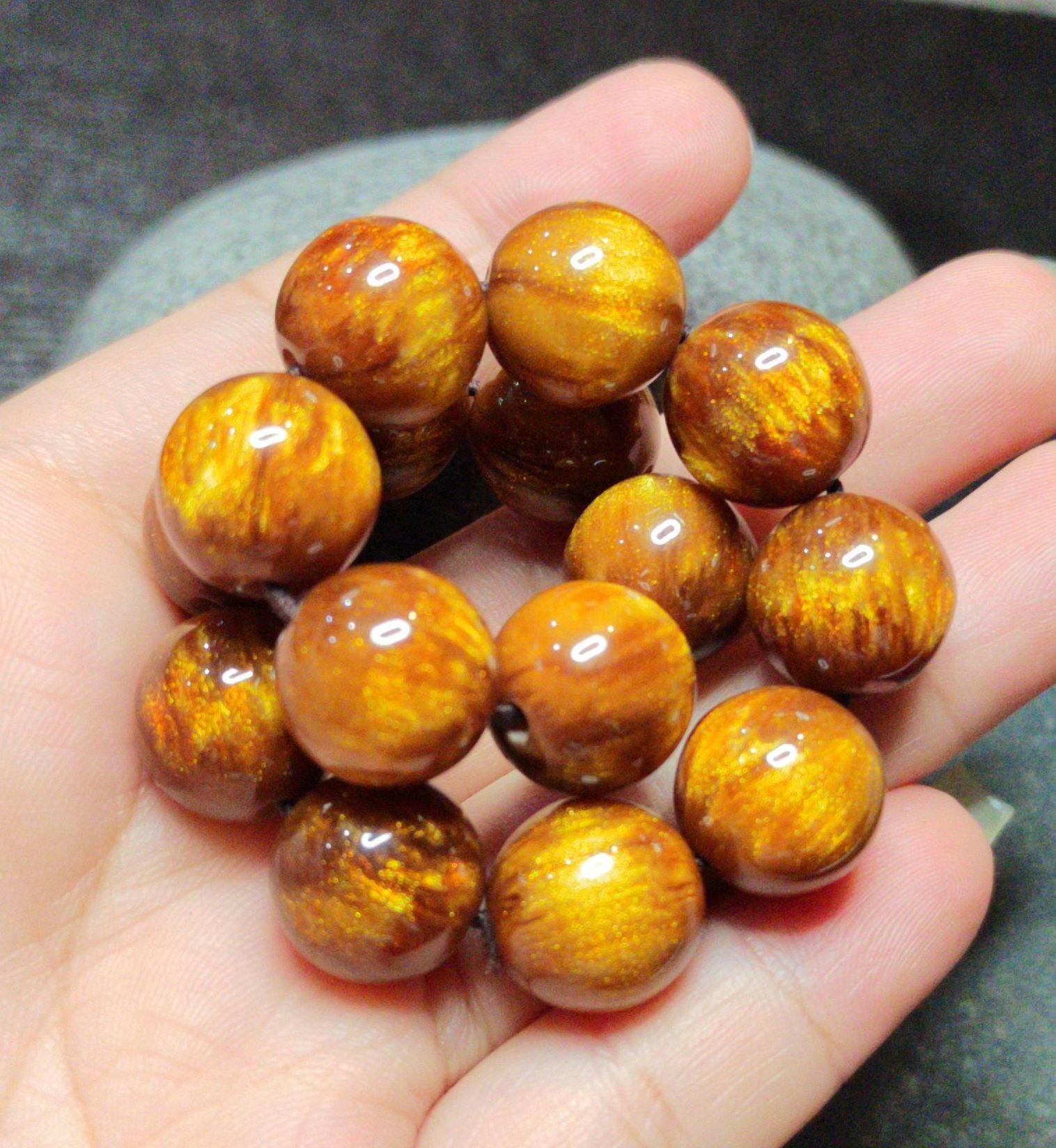 Rare Golden Sea Willow Bracelet 13.4mm | 15pcs | Natural Ocean Coral Gem | 天然金海柳手串 | SL124 - SL Precious