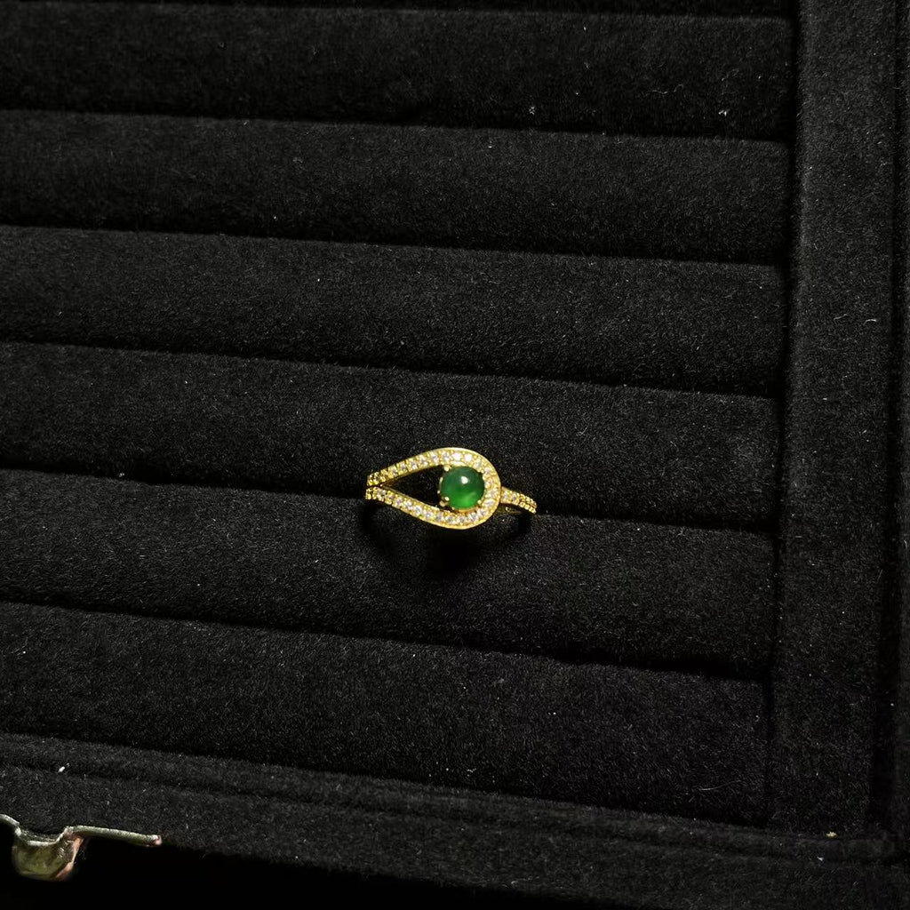 Certified Natural Guatemala Imperial Green Jadeite Minimalist Ring SL377x39