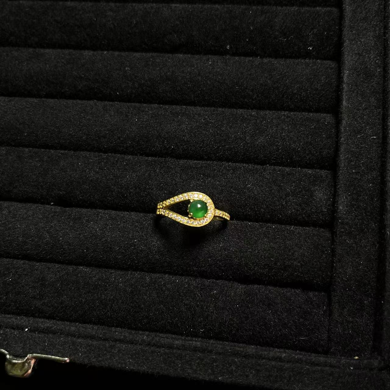Certified Natural Guatemala Imperial Green Jadeite Minimalist Ring SL377x39