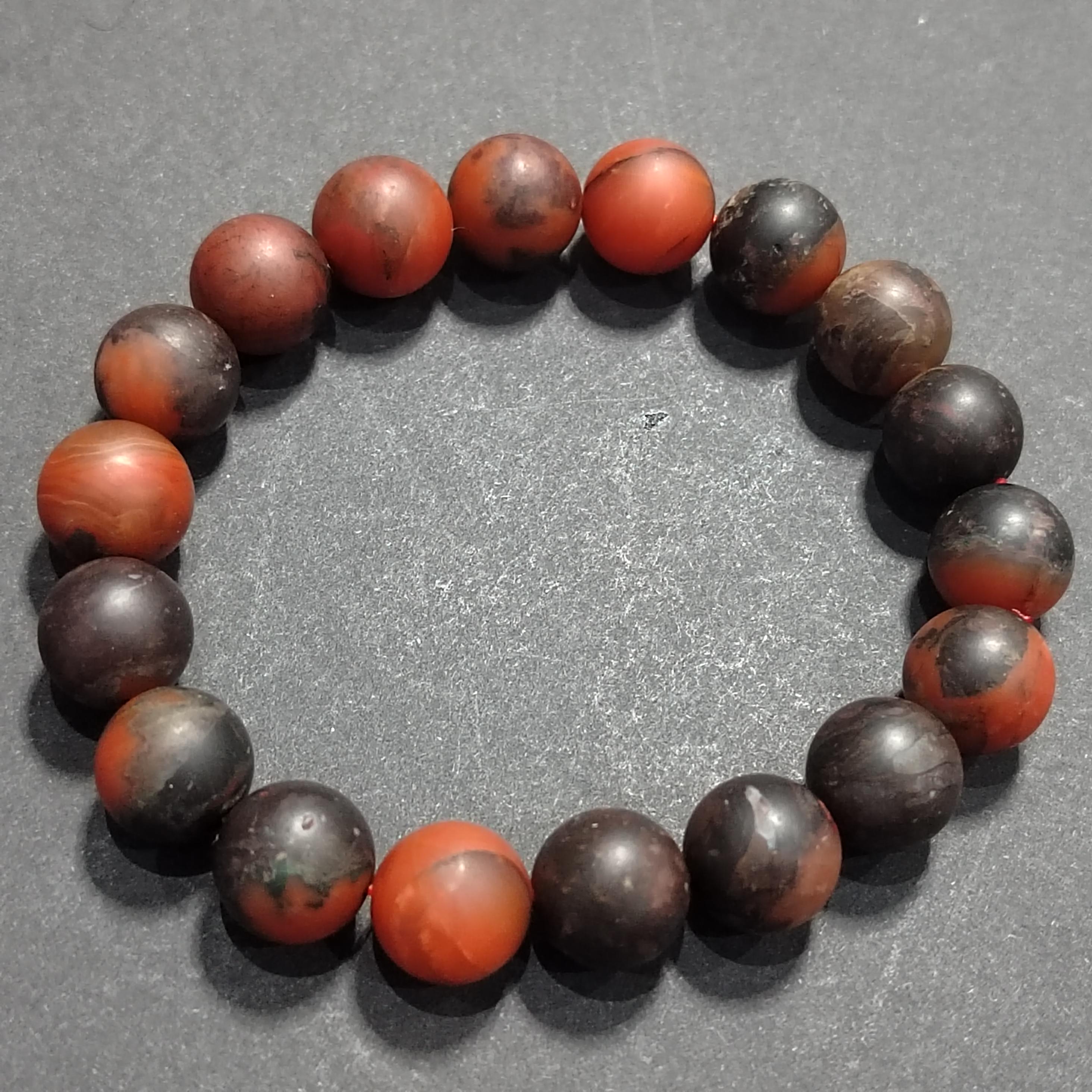 Certified Natural Southern Baoshan Nanhong  Matte Agate| Iron Skin| Raw Skin| Natural Black/Red| Unique Natural Beauty Bead Bracelet SL378