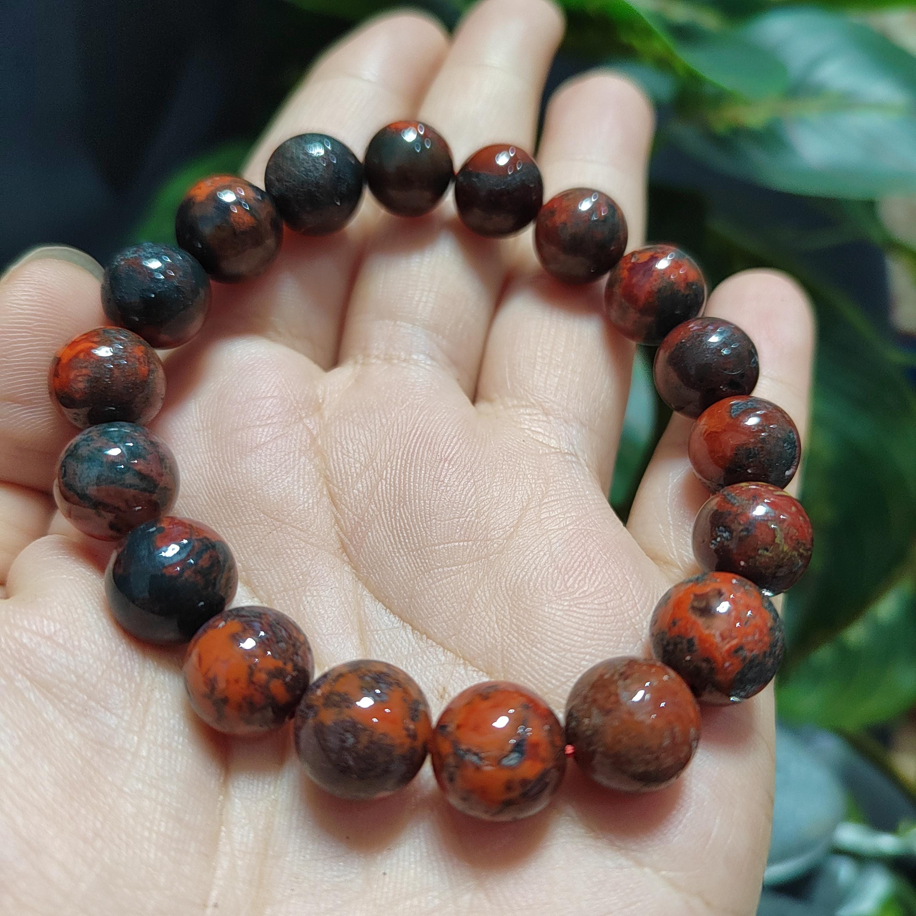 Certified A-Grade Natural Southern Sichuan Liangshan Waxi Deep Red|Raw Skin Black Nanhong Agate Beads Bracelet SL386