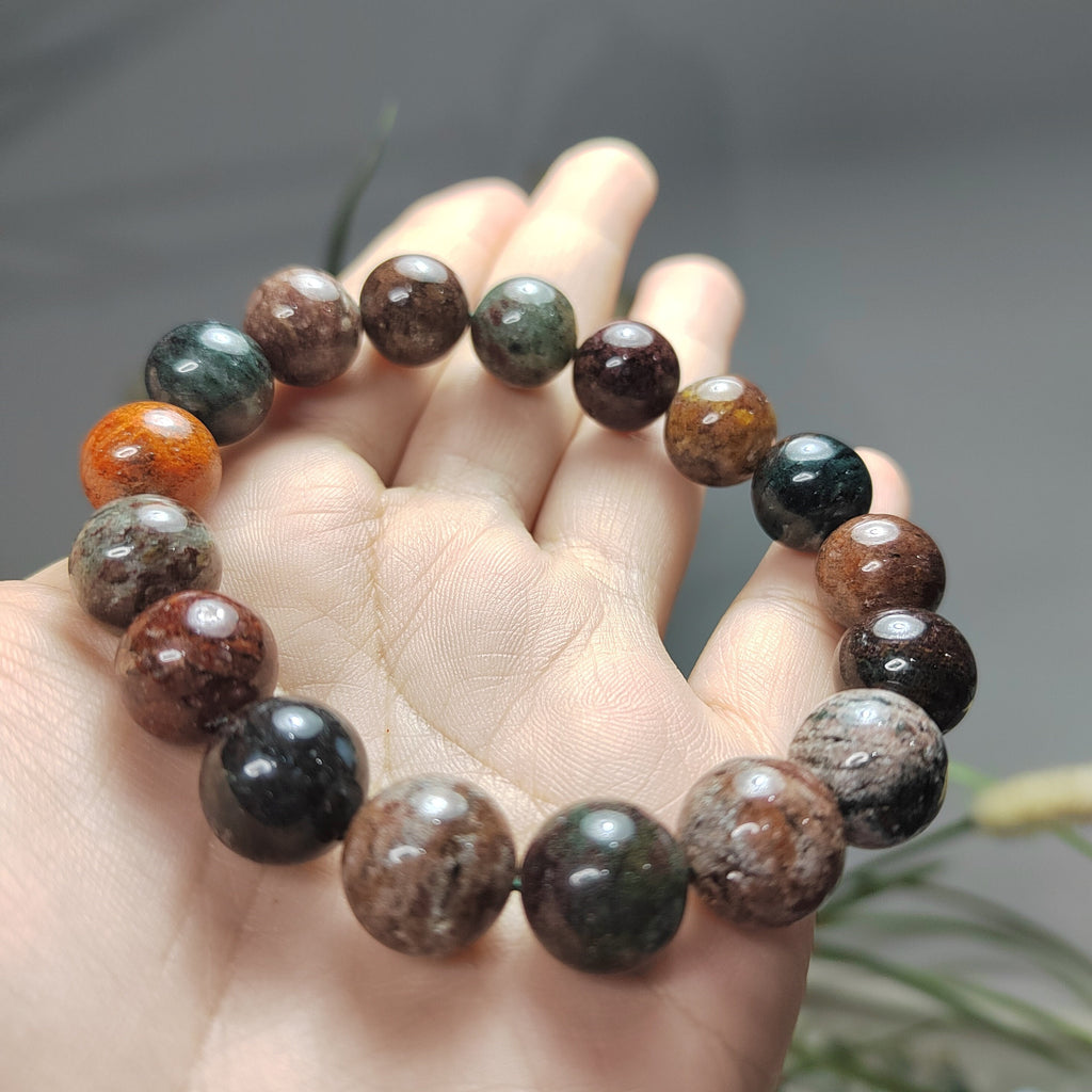Natural Genuine Four Seasons Garden Phantom Quartz 12.5mm 17pcs Beads Bracelet SL101 - SL Precious