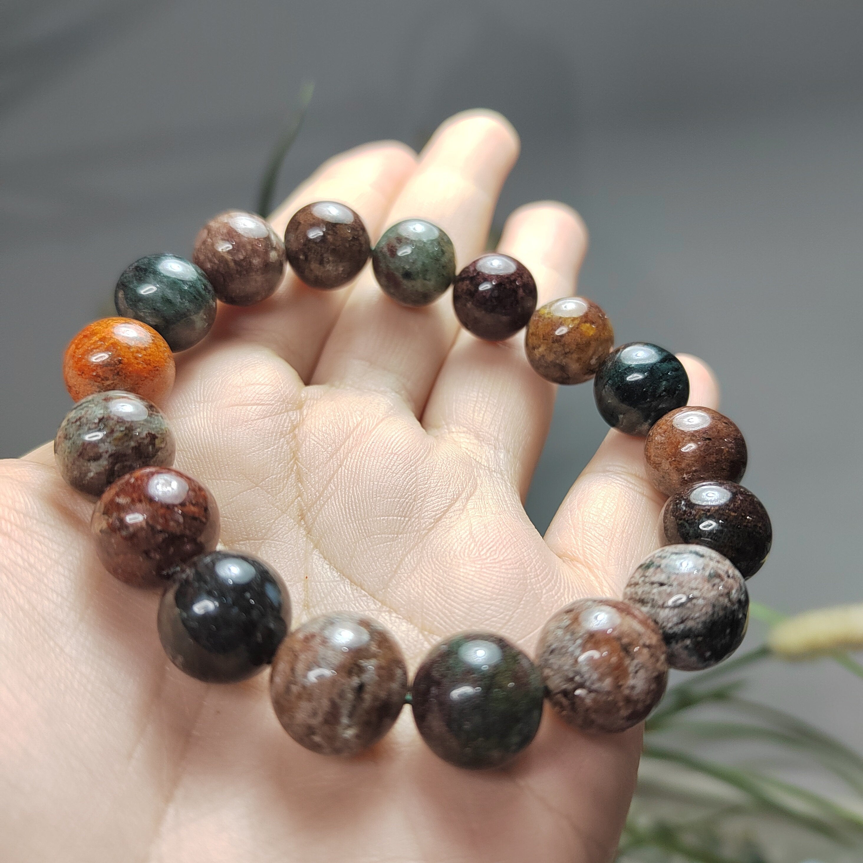 Natural Genuine Four Seasons Garden Phantom Quartz 12.5mm 17pcs Beads Bracelet SL101 - SL Precious