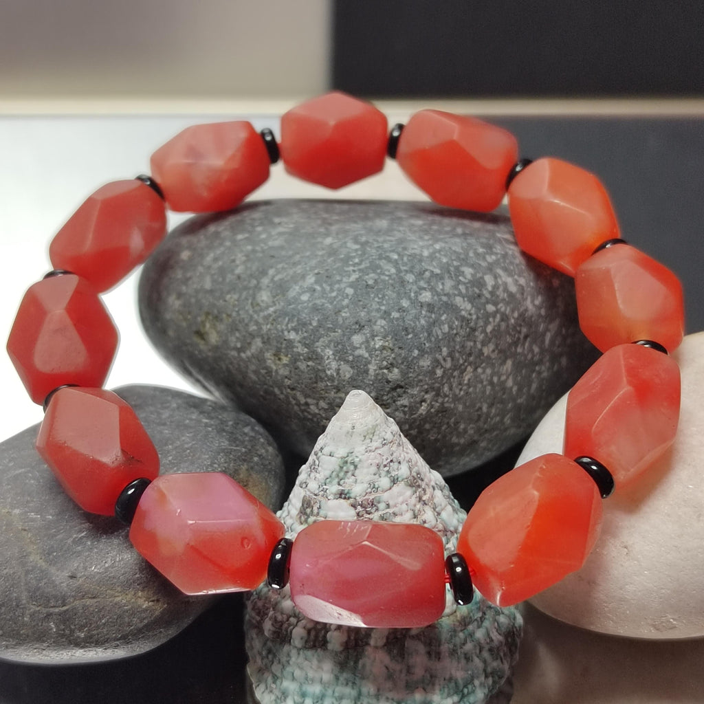 Certified Unique Yunna Baoshan Icy Red Orange Pink Nanhong Agate Cylinder - Rare Natural Design Hand-Cut with Special Uneven Style SL280