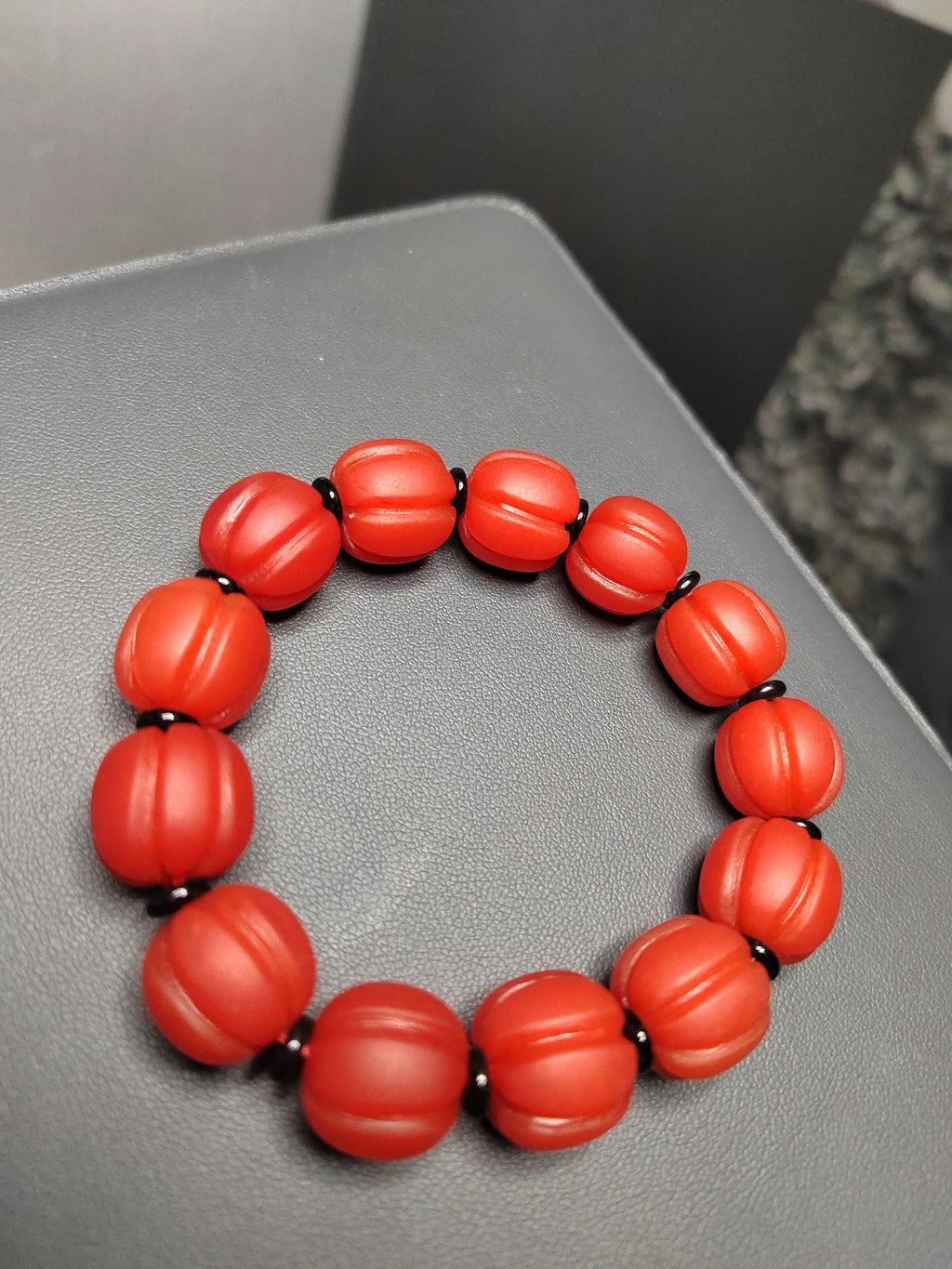 Certified Natural Untreated Baoshan Nanhong Pumpkin Bead Bracelet, Southern Red Agate, Rare Collector’s Gemstone Jewelry – SL169X28