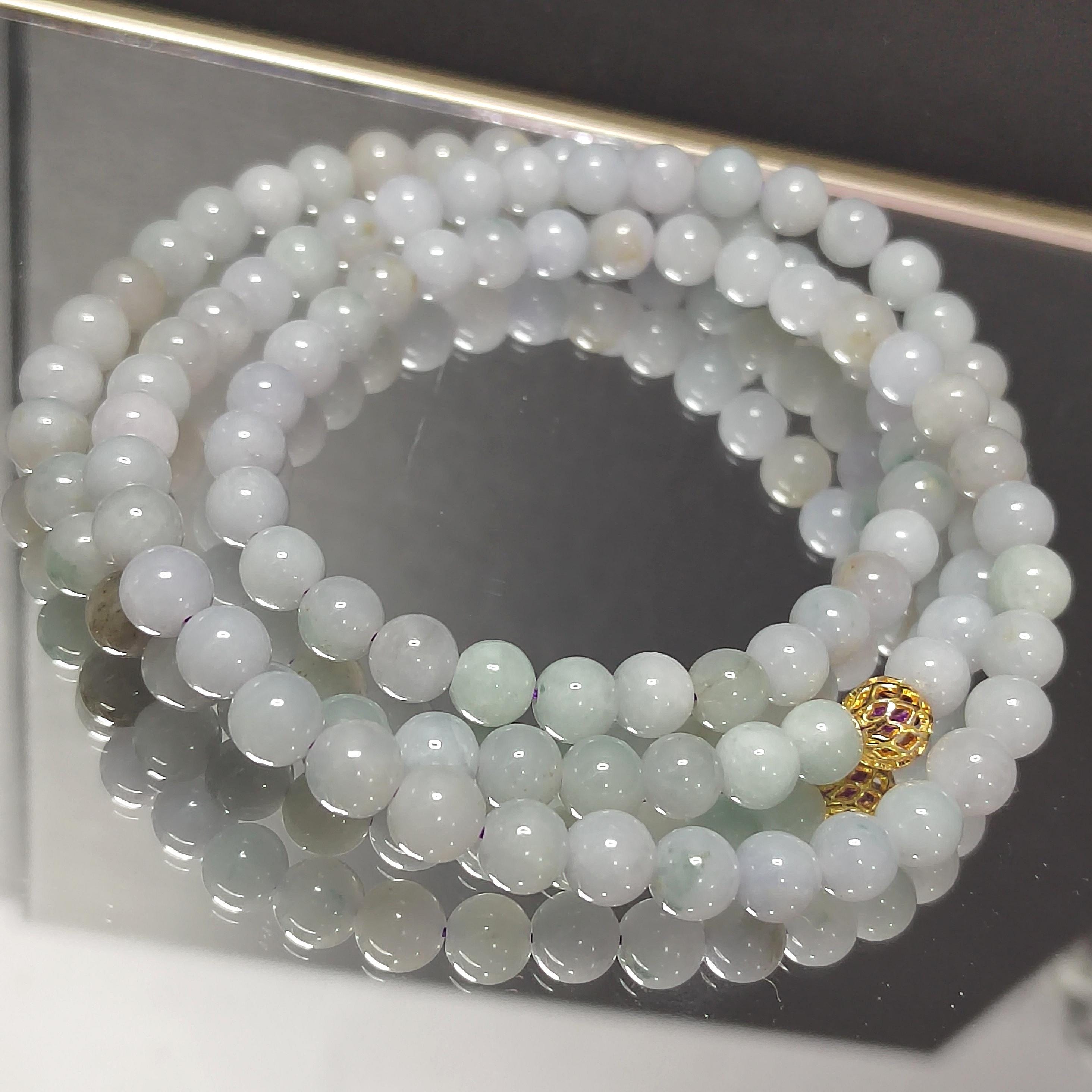 Certified Elegant A-Grade Natural Untreated Burmese Purple Icy Jadeite Bead Bracelet - Minimalist Design SL336 - SL Precious