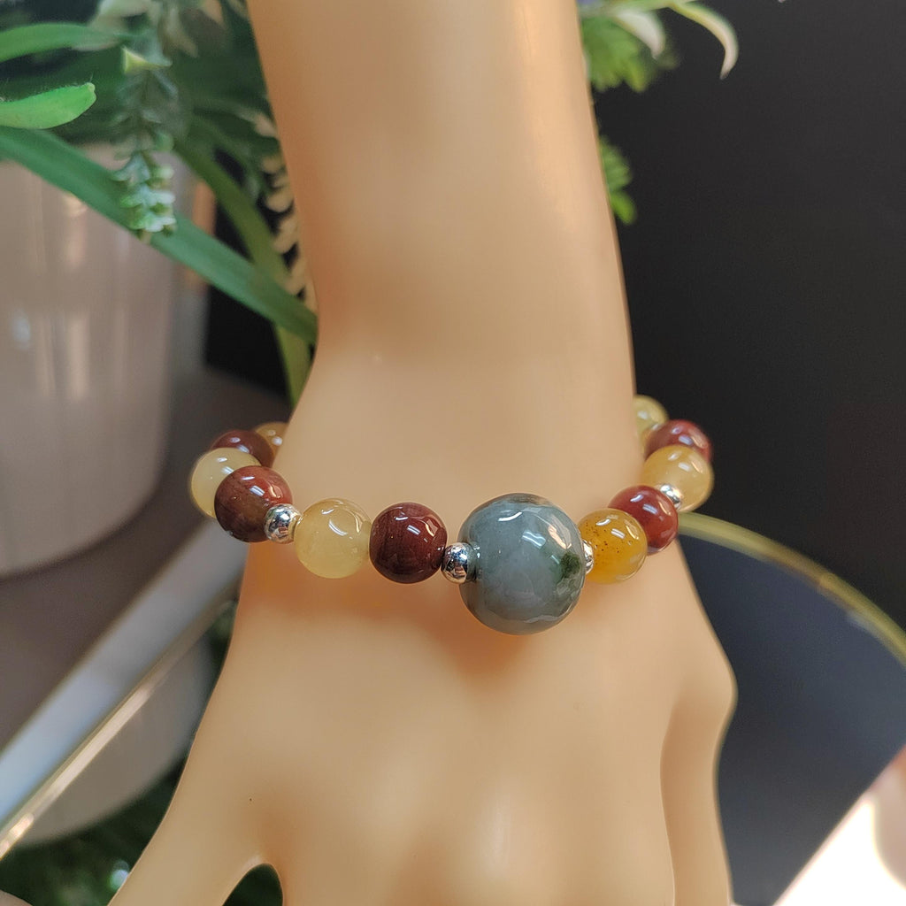 Handmade Natural Untreated HuangLong Jade| Burmese Jadeite| S999 Silver Bead Bracelet SL345B SL345W - SL Precious