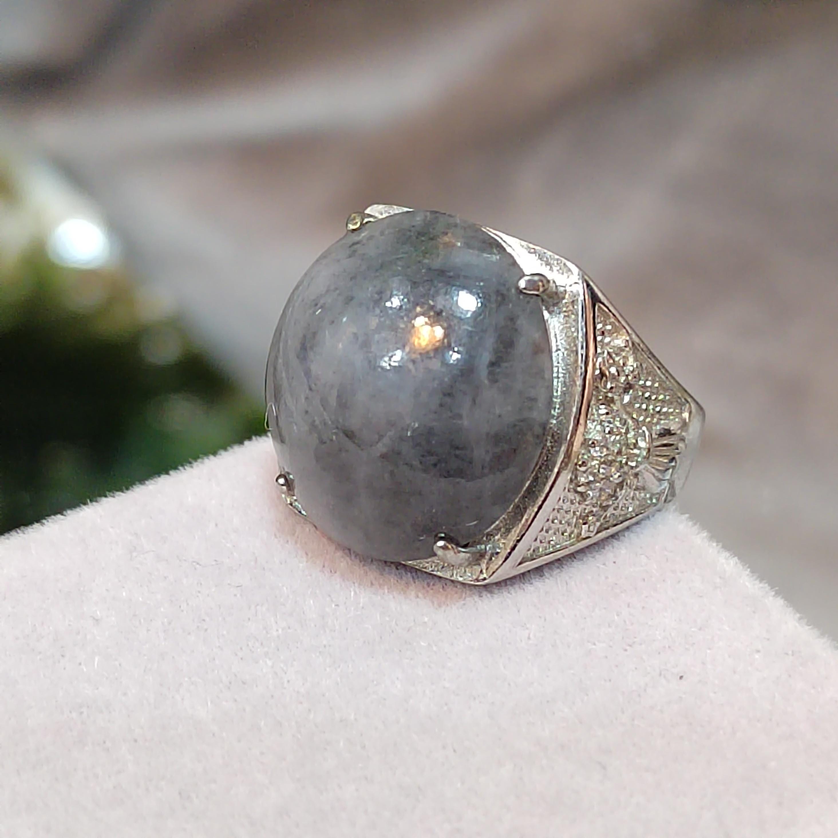 Certified A-Grade Natural Untreated Large Man Ring Burmese Black Wuji Jadeite 天然缅科鸟鸡翡翠 SL103B - SL Precious