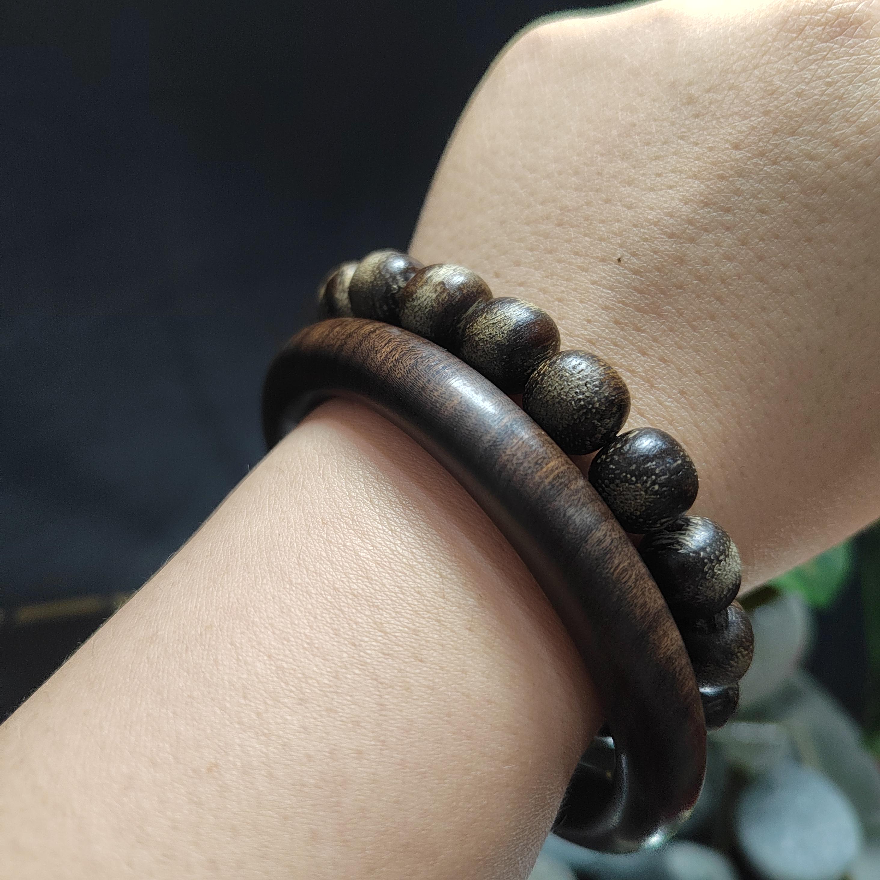Natural Beauty Dalakan Sinking Agarwood Beads Bracelet & Sandalwood Bangle Mix|Match Unisex Designs SL391