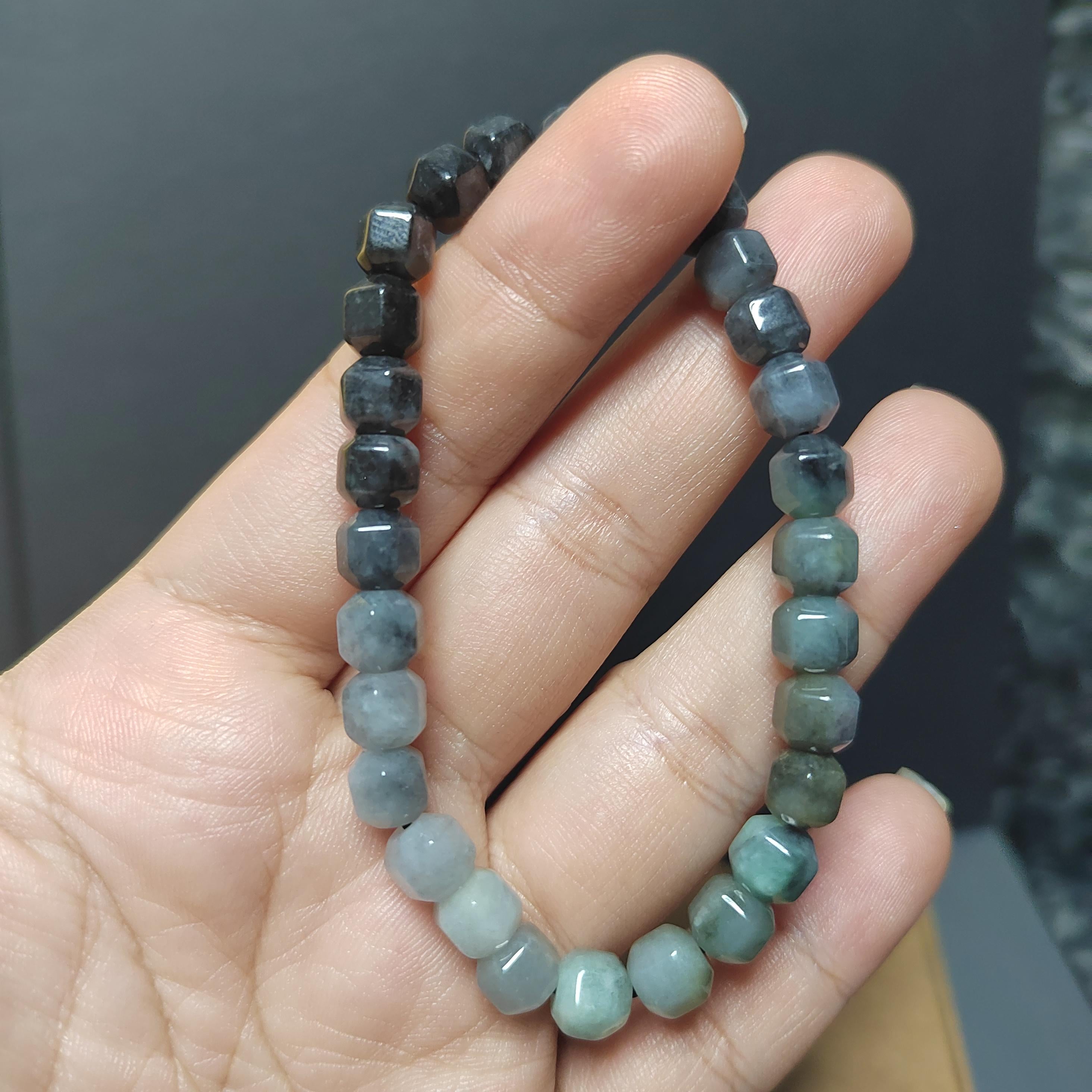 Certified Natural Untreated Burmese 4 Tones Wuji Six Surfaces Diamond Cut Bead Bracelet SL230 - SL Precious