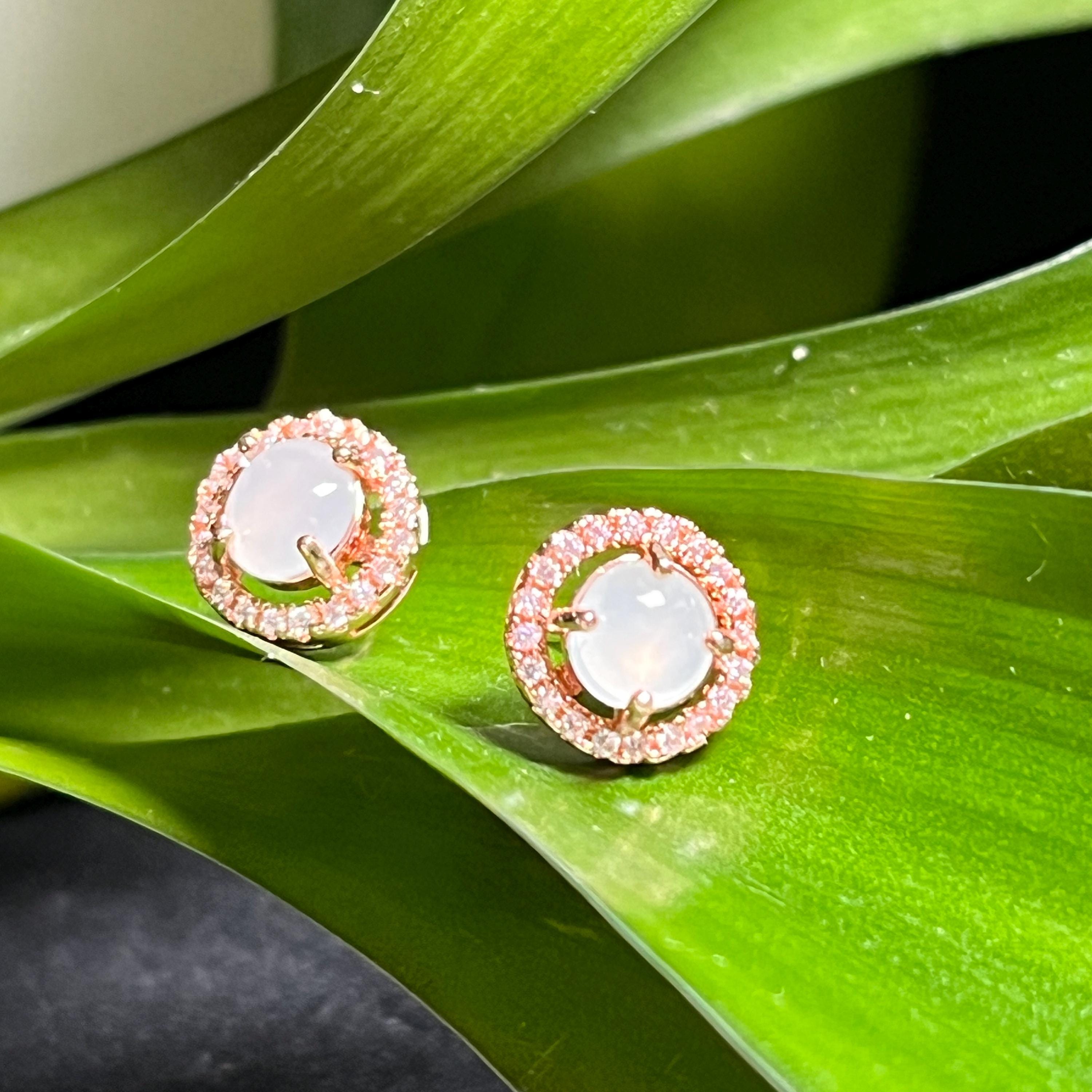 Certified Burmese A-Grade 4 Colors Icy White| Yellow| Apple Green| Red Jadeite Earrings 18k Rose Gold Plated on S925 Sterling Silver SL348 - SL Precious