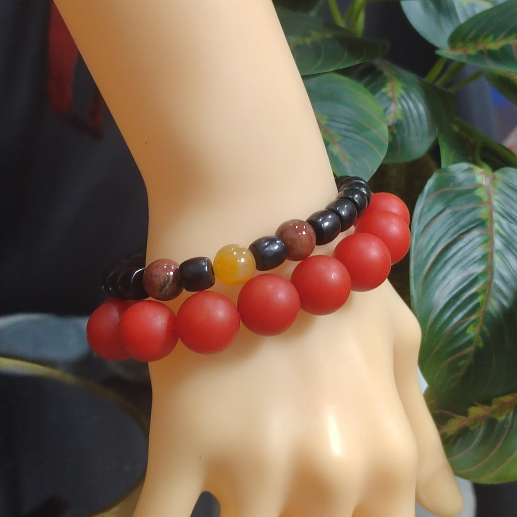Certified A-Grade Natural Yunnan Baoshan Xishan Yangliu Jinhong Beads Nanhong Agate Matte Surfaces Beads Bracelet 14-14.2mm SL401