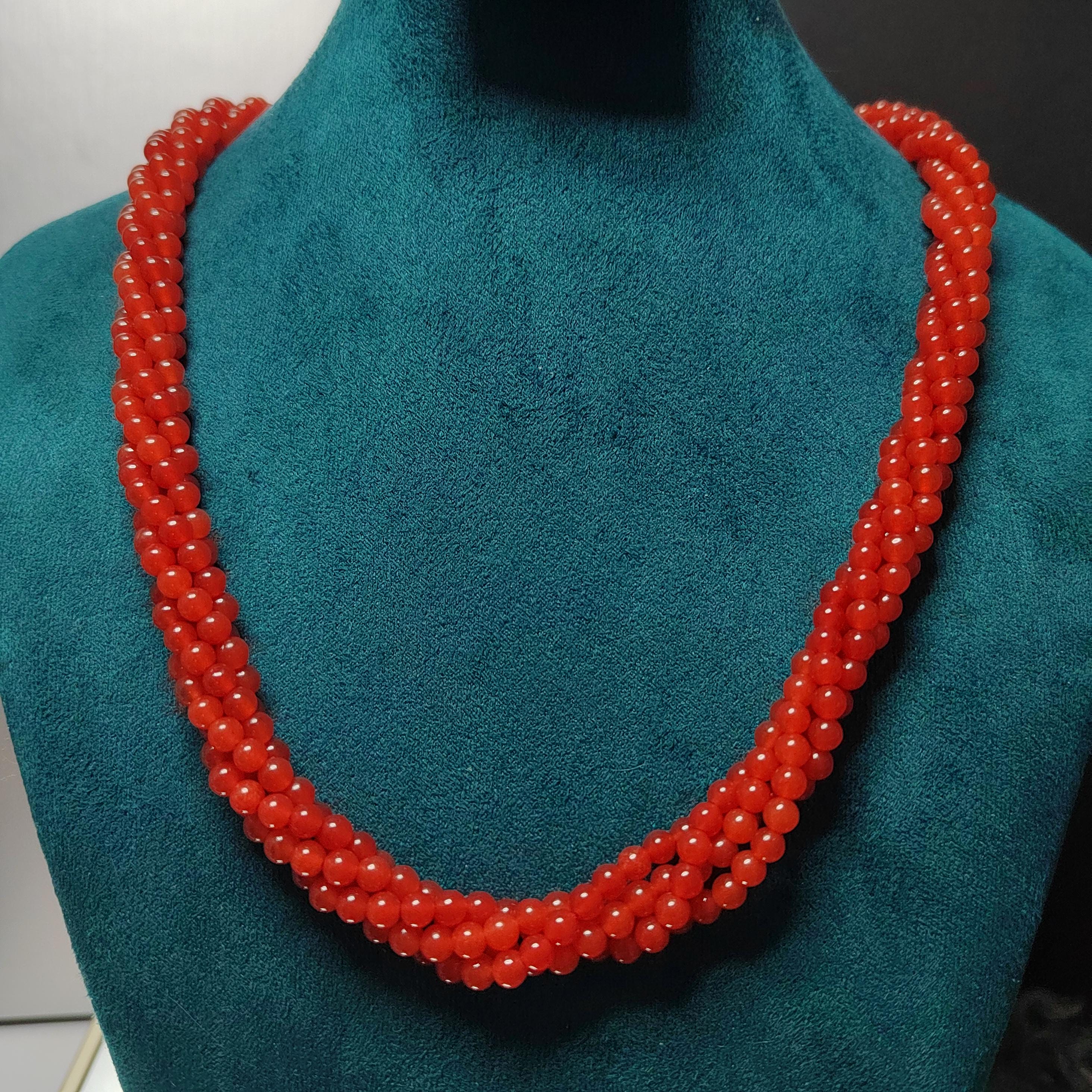 Luxurious Red Agate Southern Icy Yunnan Baoshan Nanhong Twisted Beads Necklace For Her Twisted Beads Necklace - Exquisite Gift for Her SL276