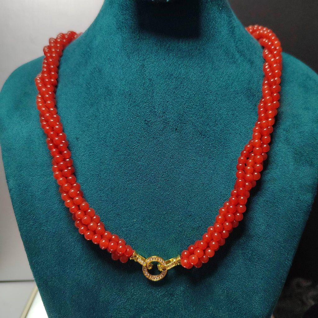 Luxurious Red Agate Southern Icy Yunnan Baoshan Nanhong Twisted Beads Necklace For Her Twisted Beads Necklace - Exquisite Gift for Her SL276