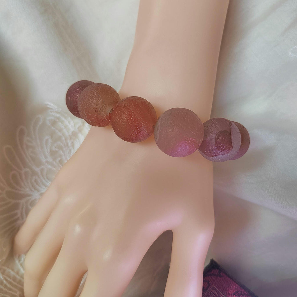 Large 11pcs 19.5-20.4mm Natural Yanyuan Agate Beads Bracelet, Rare Uneven Matte Design, Unique Limited Edition Statement Jewelry SL116B - SL Precious