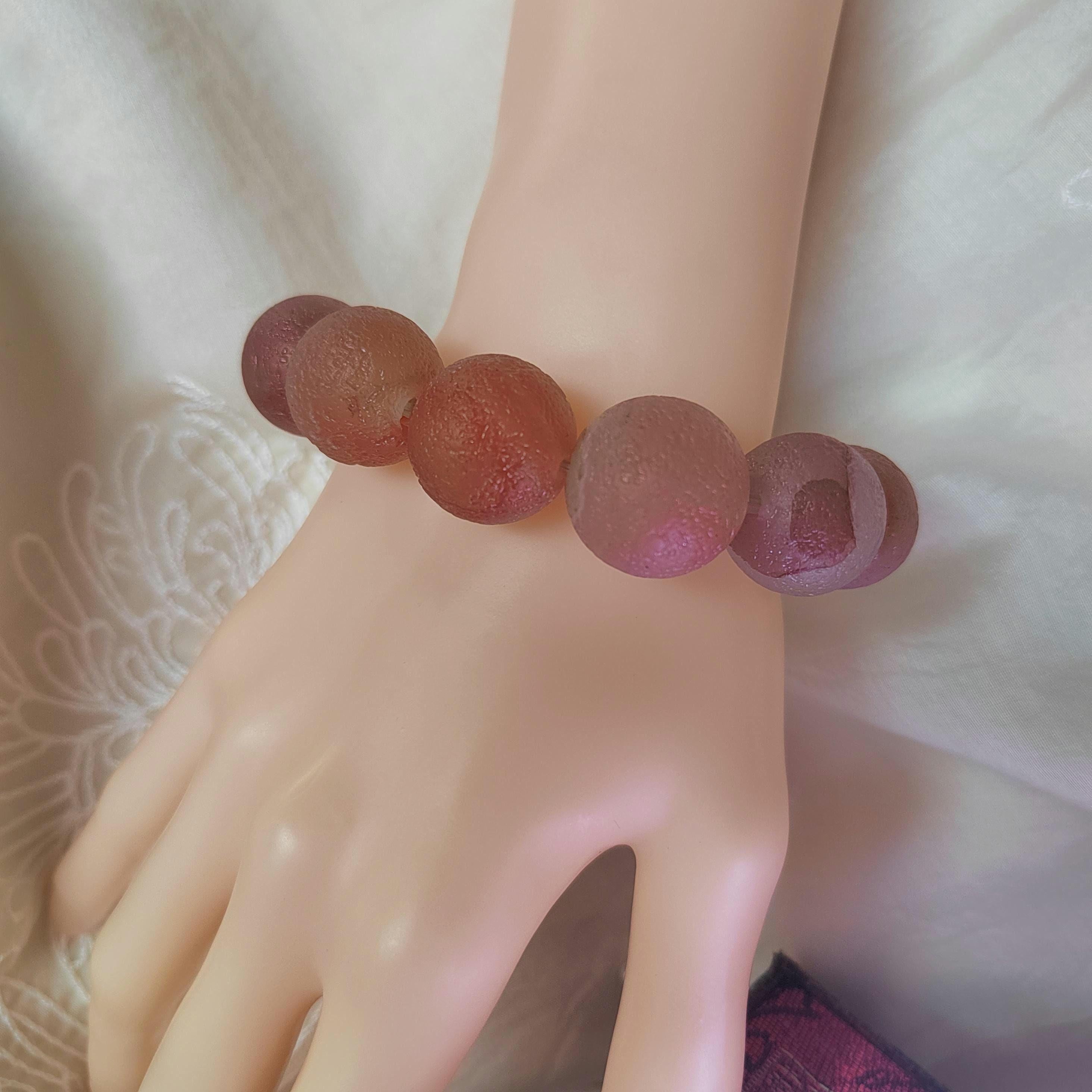 Large 11pcs 19.5-20.4mm Natural Yanyuan Agate Beads Bracelet, Rare Uneven Matte Design, Unique Limited Edition Statement Jewelry SL116B - SL Precious