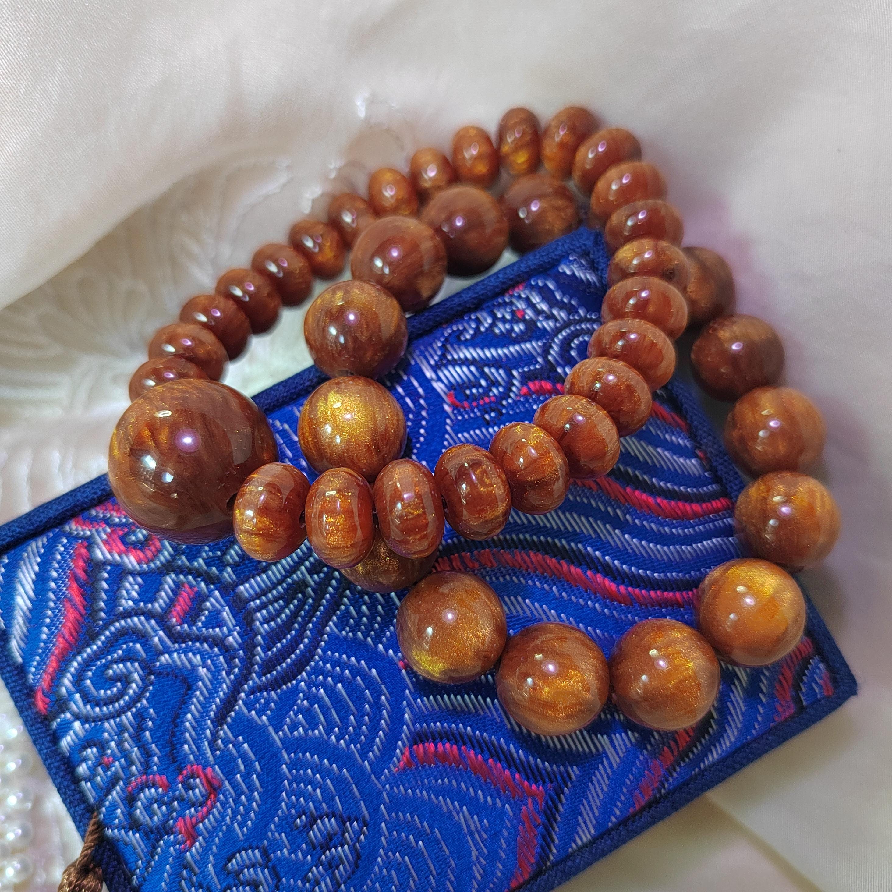 Golden Sea Willow Bracelet 金丝海柳手串 | Natural Ocean Coral | 26 Beads 10.9mm + 19.8mm | 17cm Wrist | Healing Energy SL128 - SL Precious